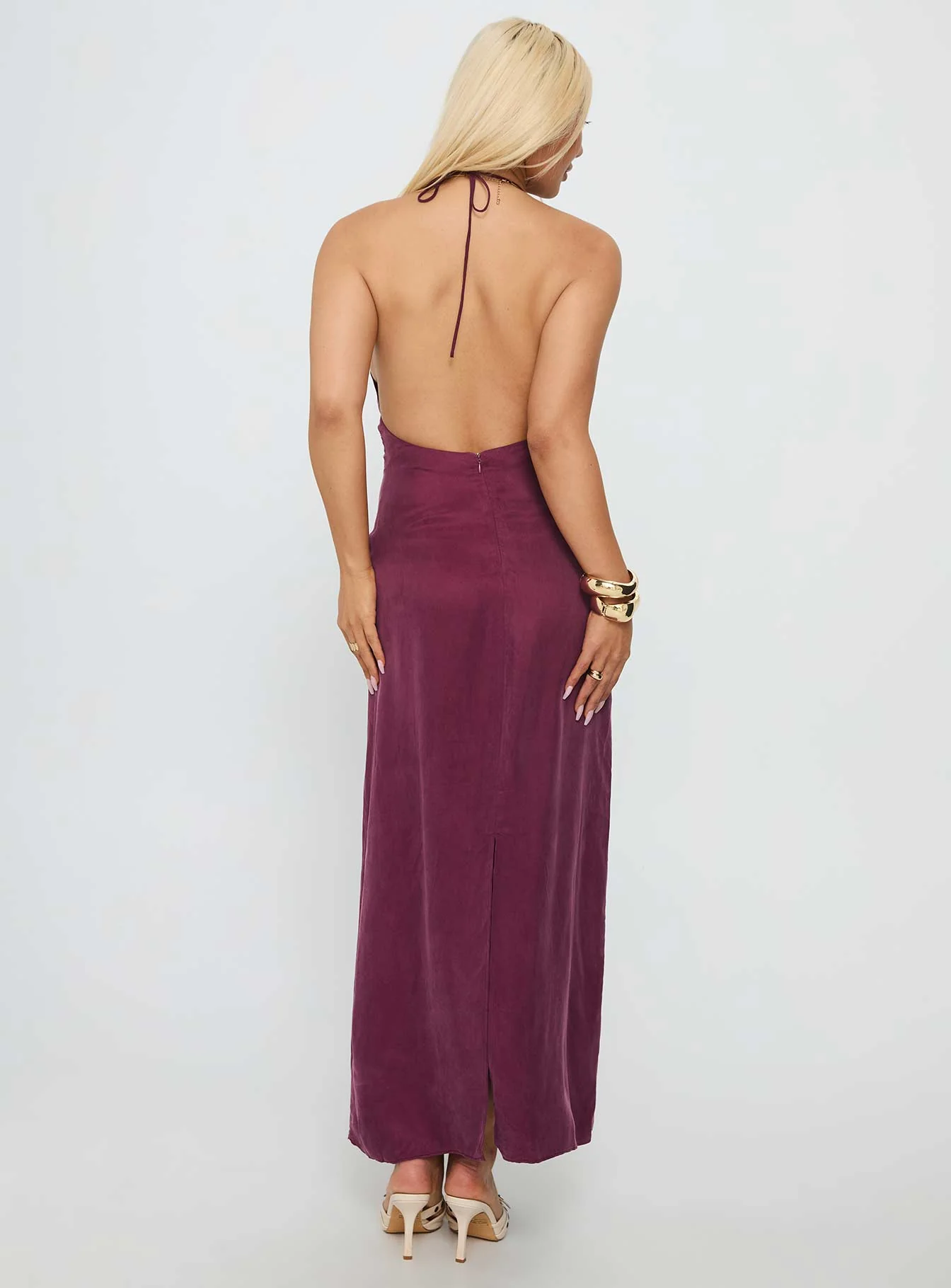 True Companion Halter Maxi Dress Berry