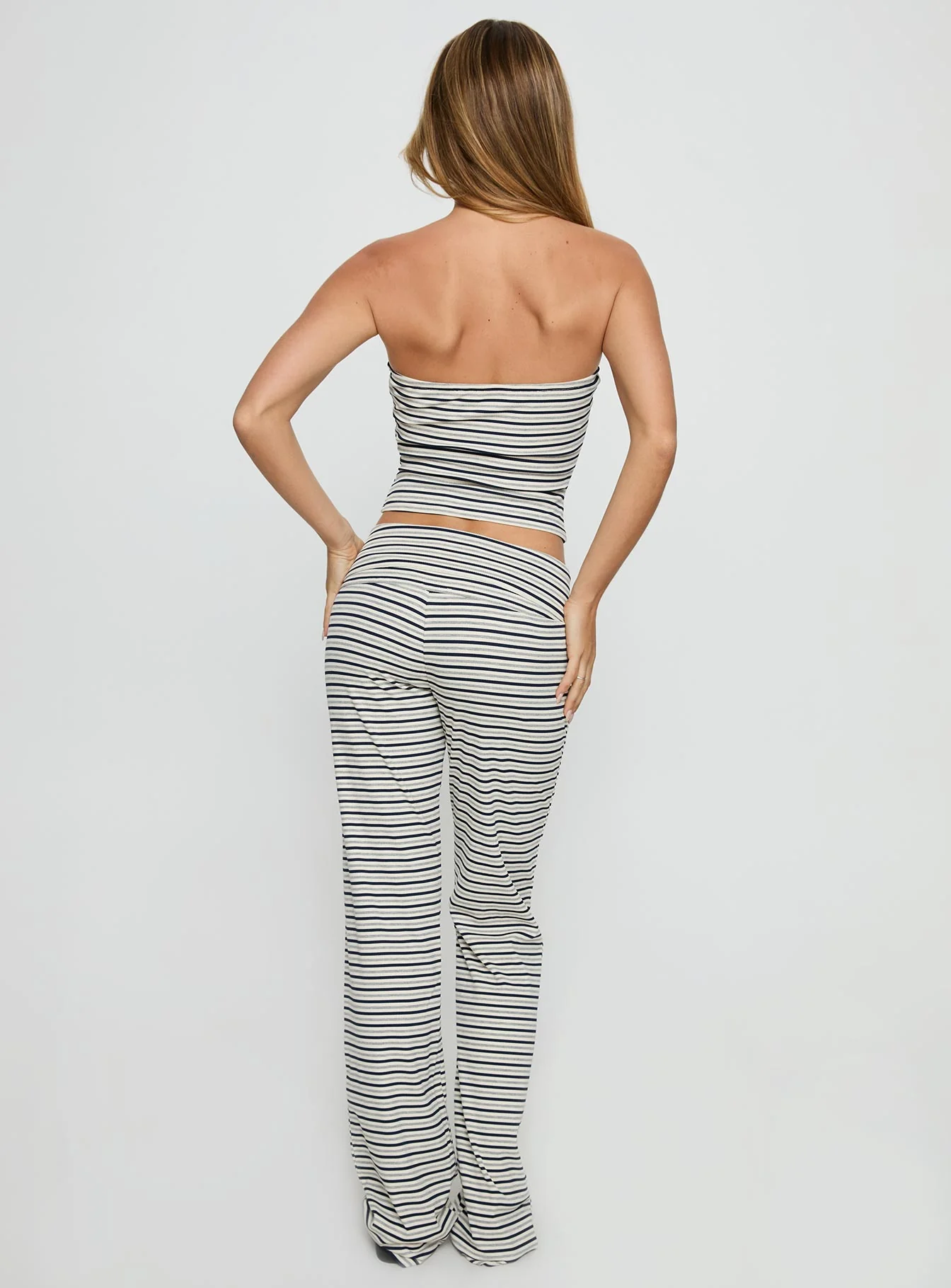 Ace Of Spades Strapless Set Navy / Grey Stripe