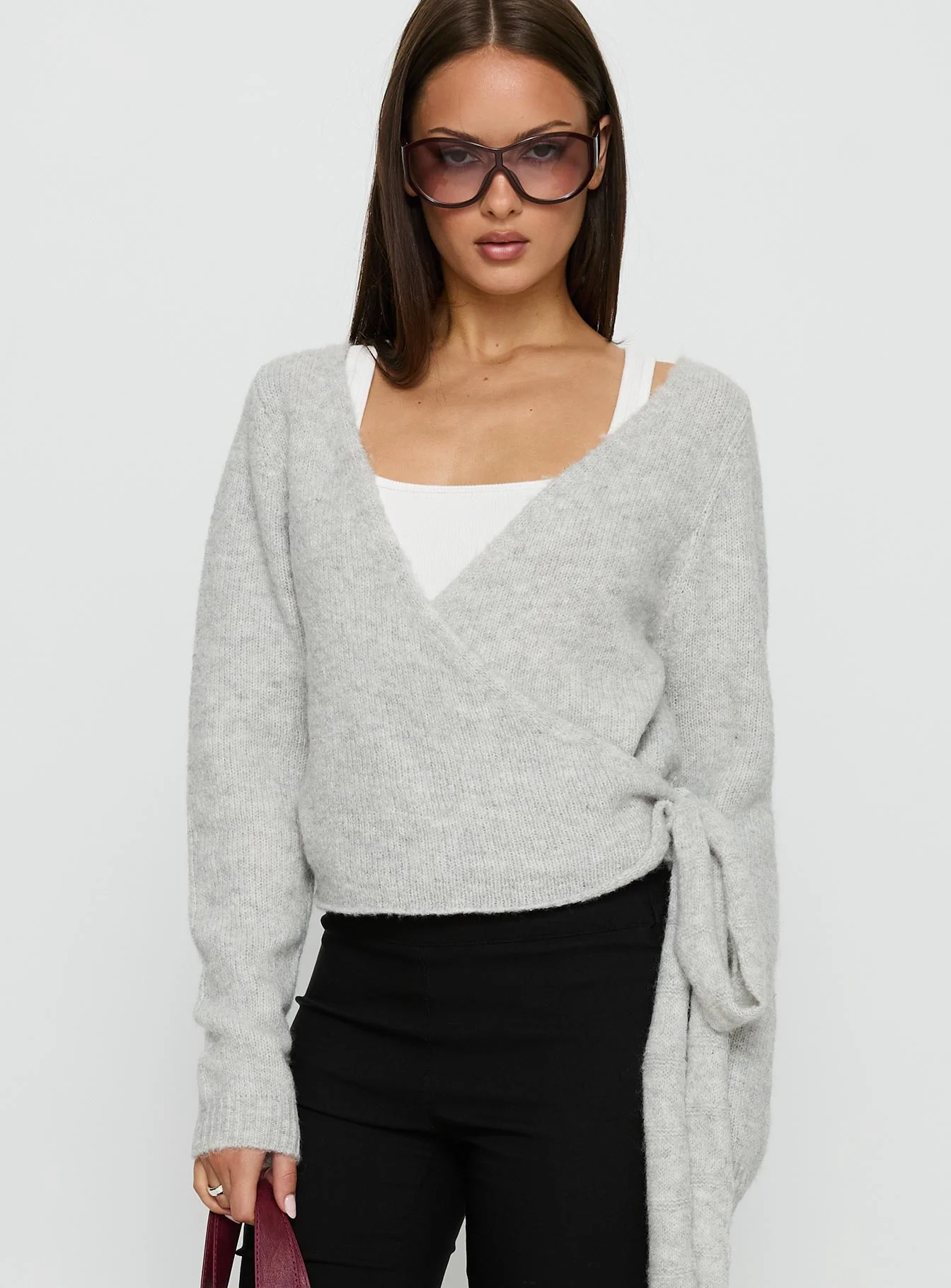 Tonee Wrap Knit Cardigan Grey