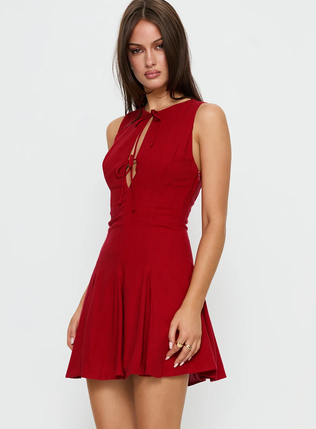 Aeryn Tie Front Mini Dress Red