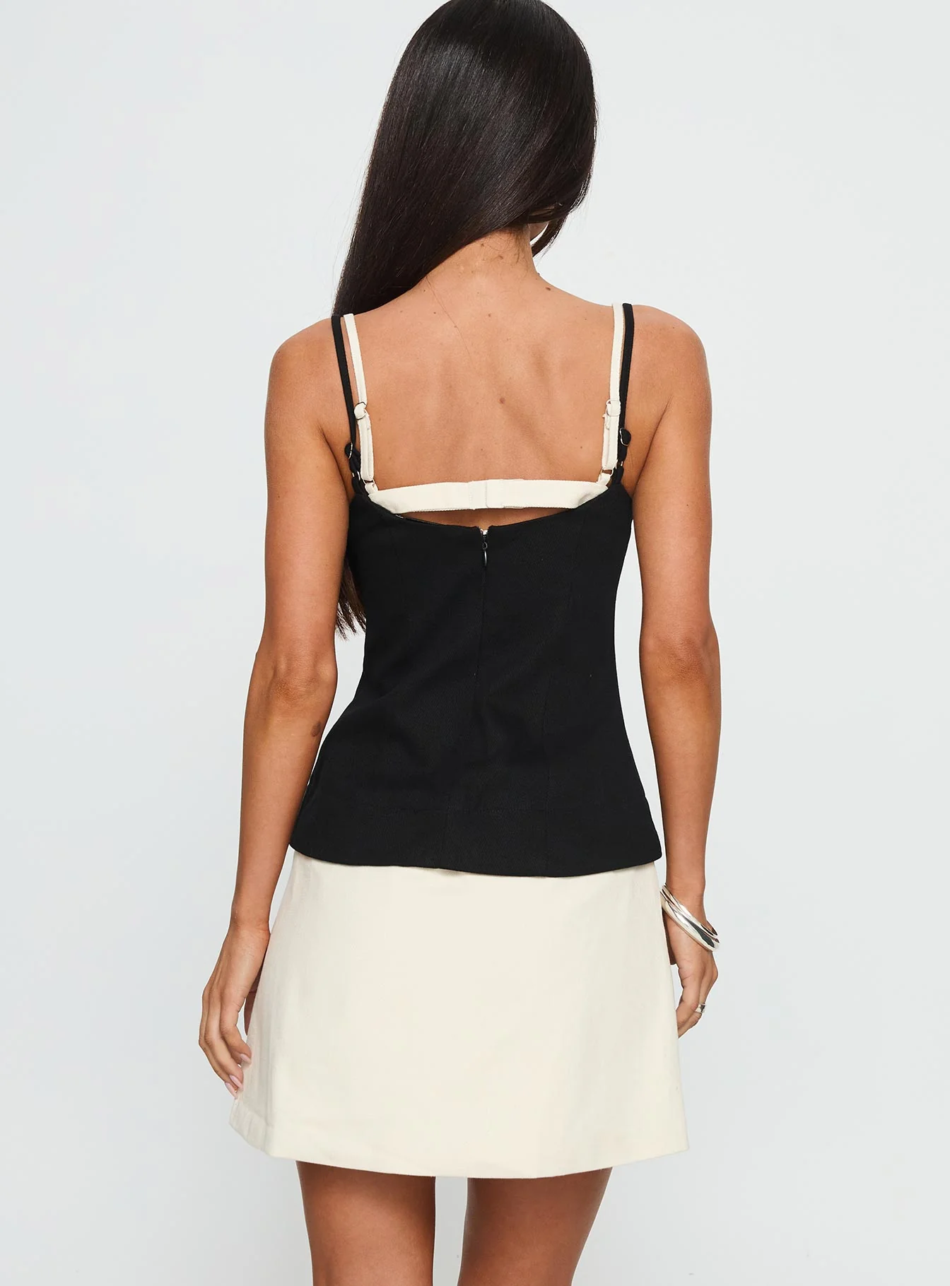 Mariselle Layered Corset Mini Dress Black / Cream