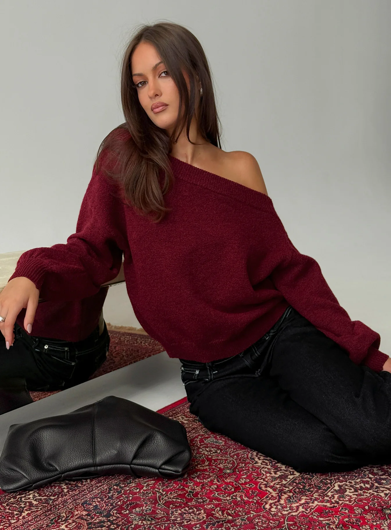 Noble Off The Shoulder Sweater Red