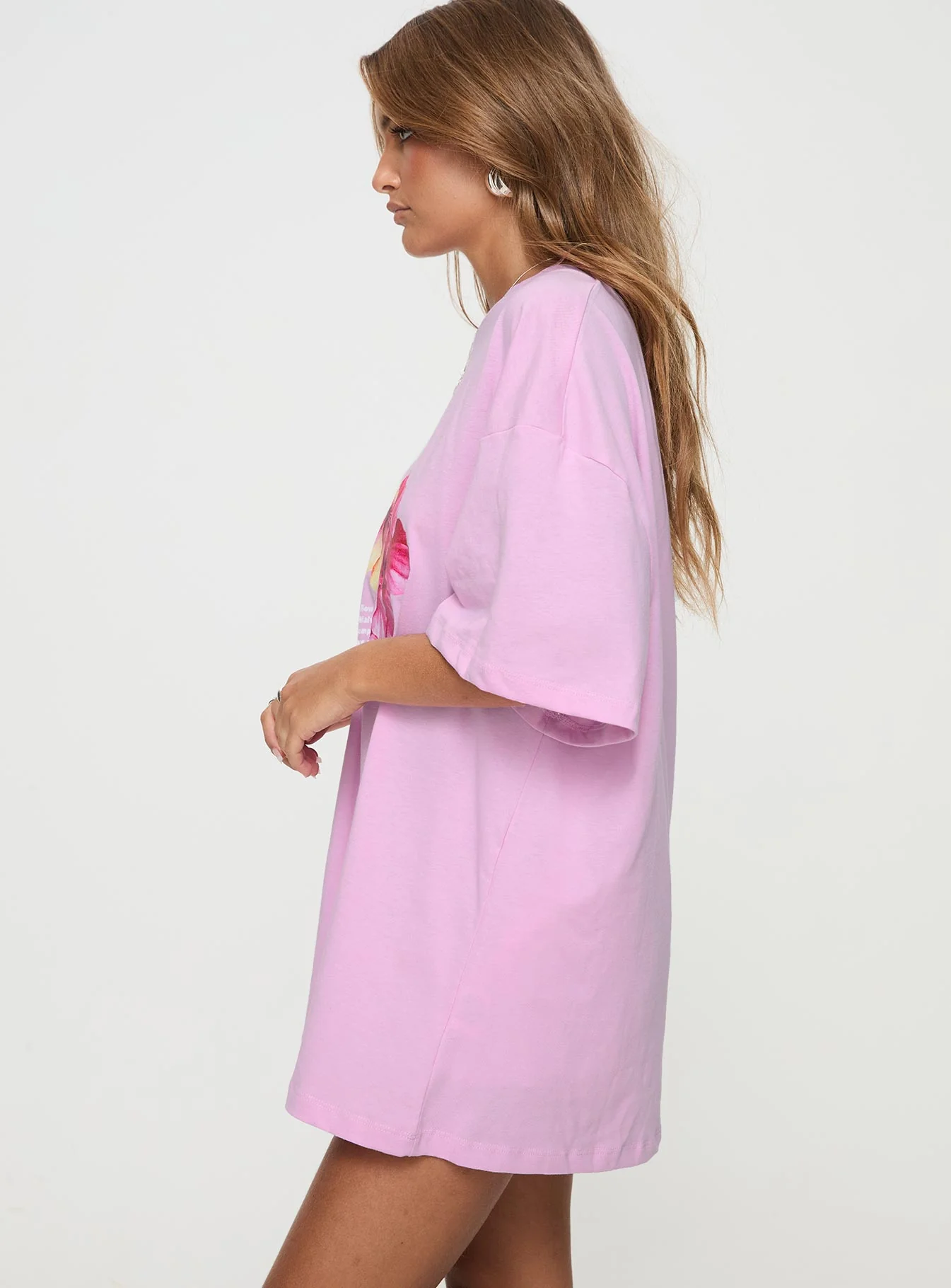 Hibiscus Haven Oversized Tee Pink