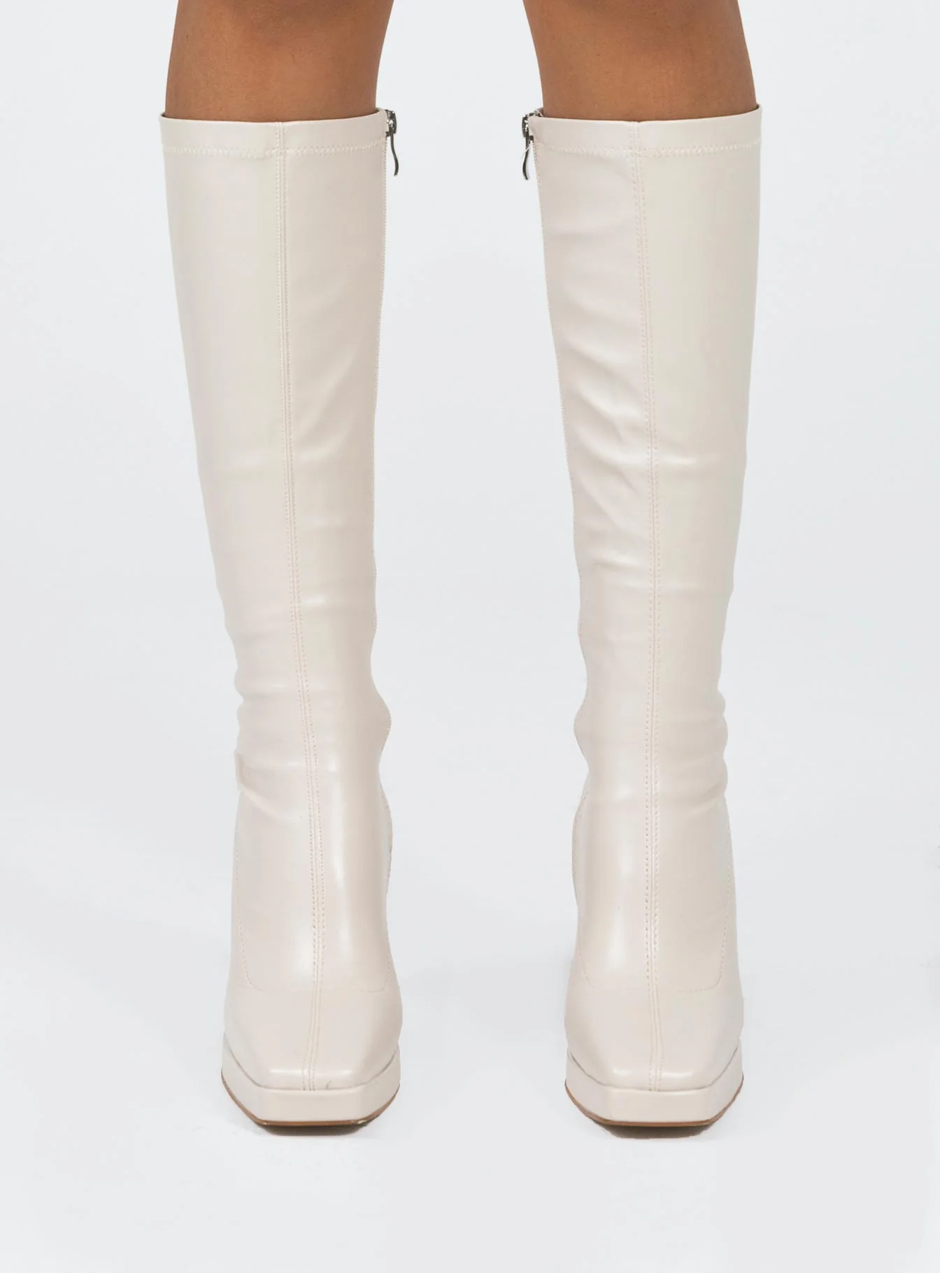 Zayas Knee High Boots Beige