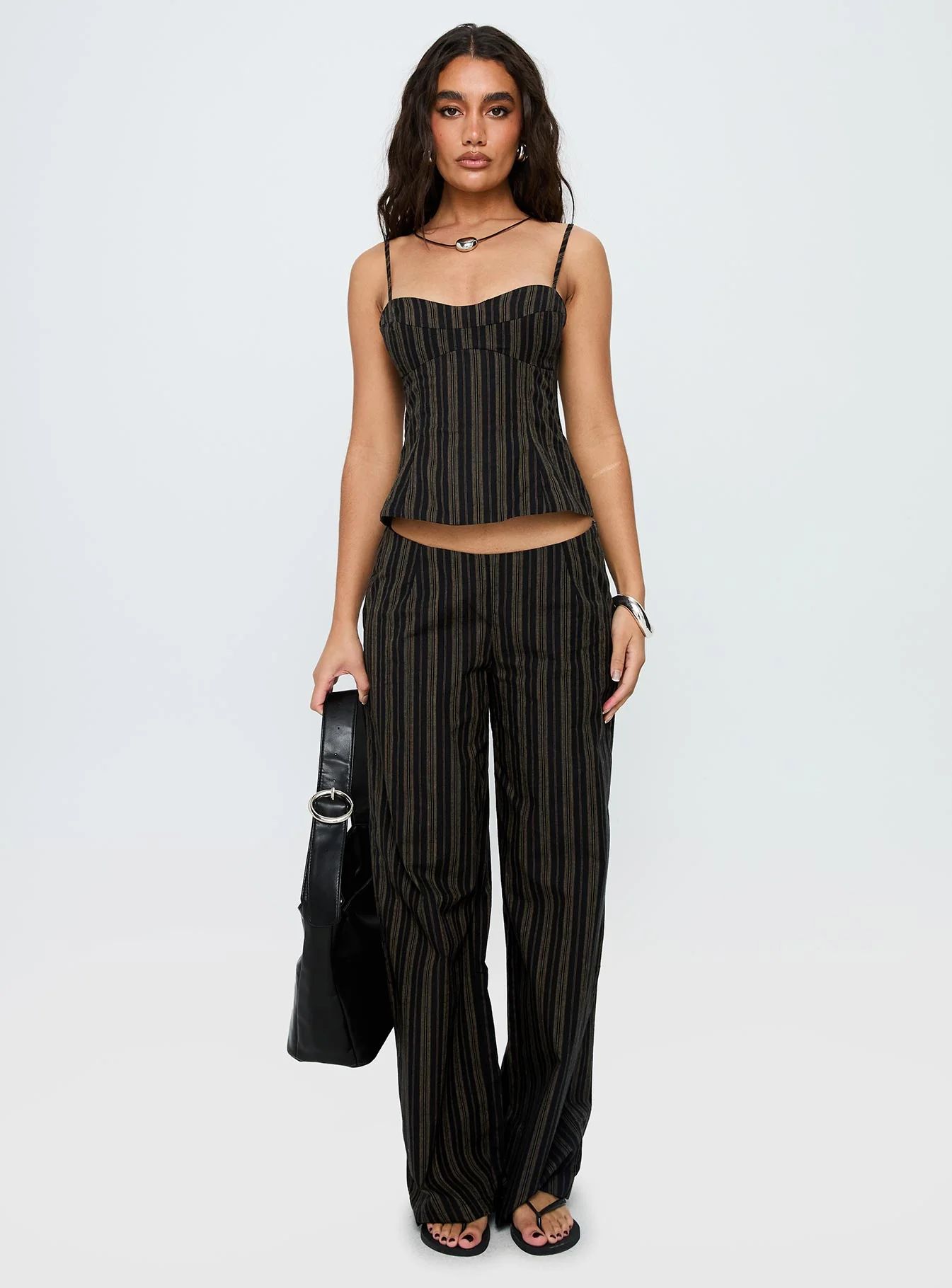 Kierstyn Corset Set Black Stripe