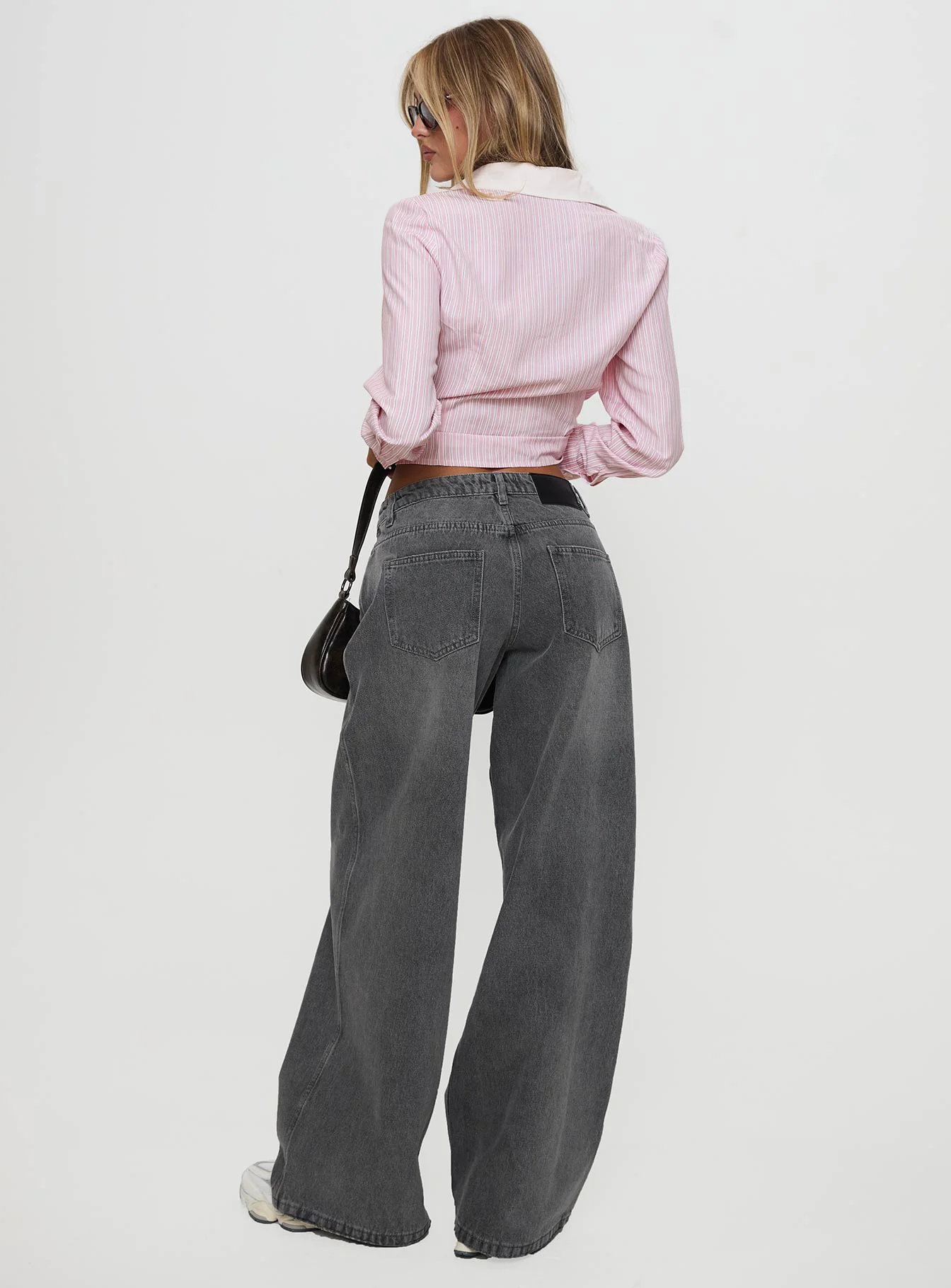 Ramos Low Rise Wide Leg Jeans Grey Wash