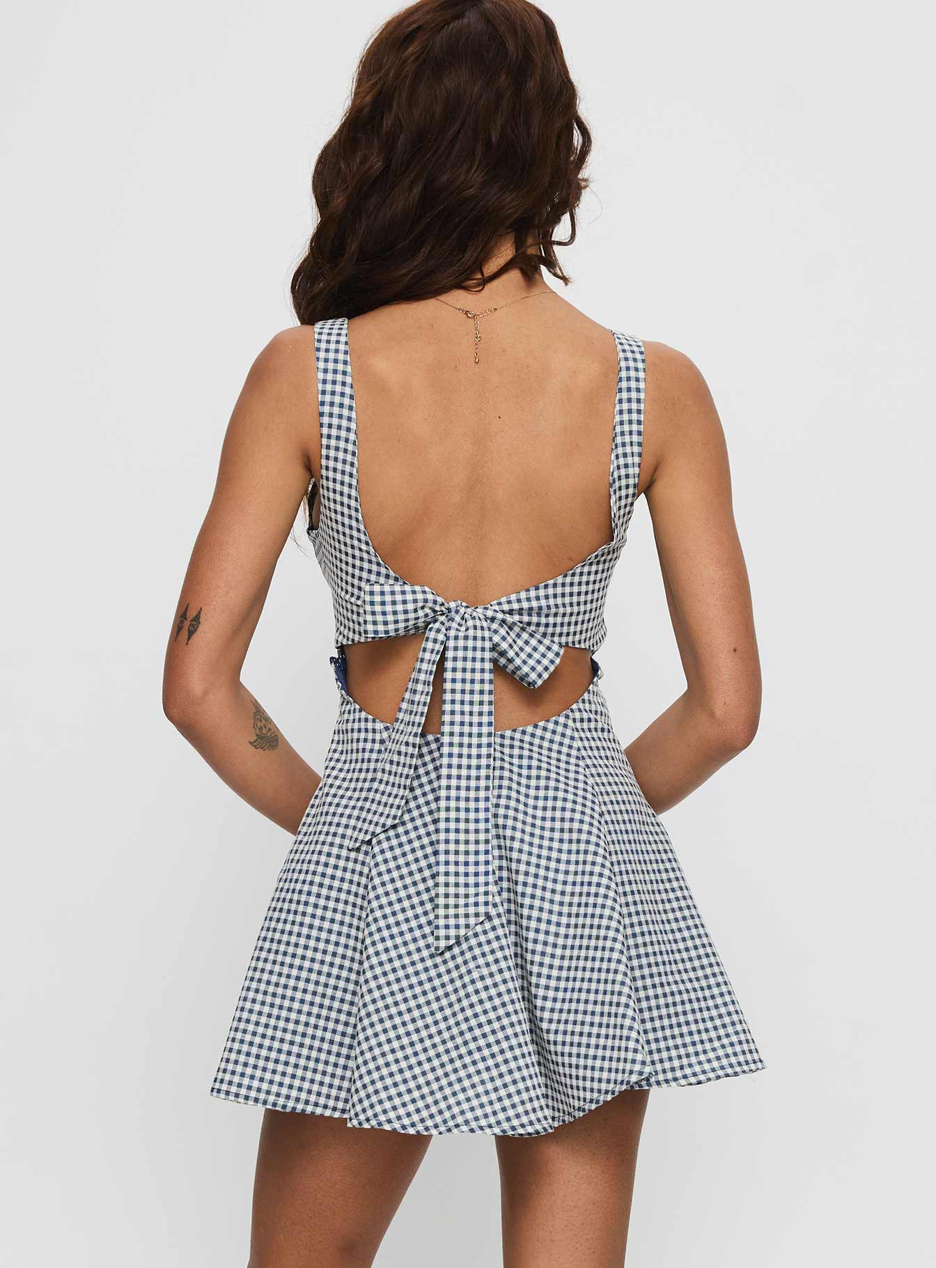 Honeysucker Floaty Playsuit Blue Check