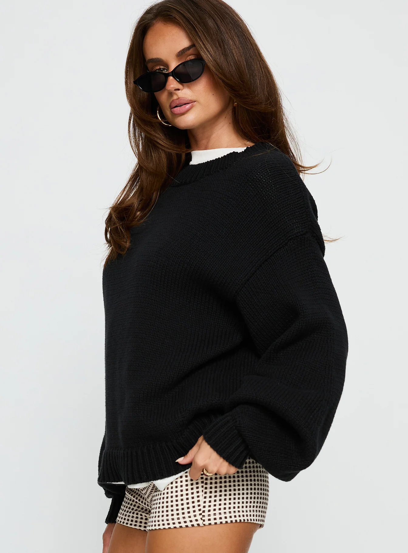 Harmony Balloon Sleeve Knit Sweater Black