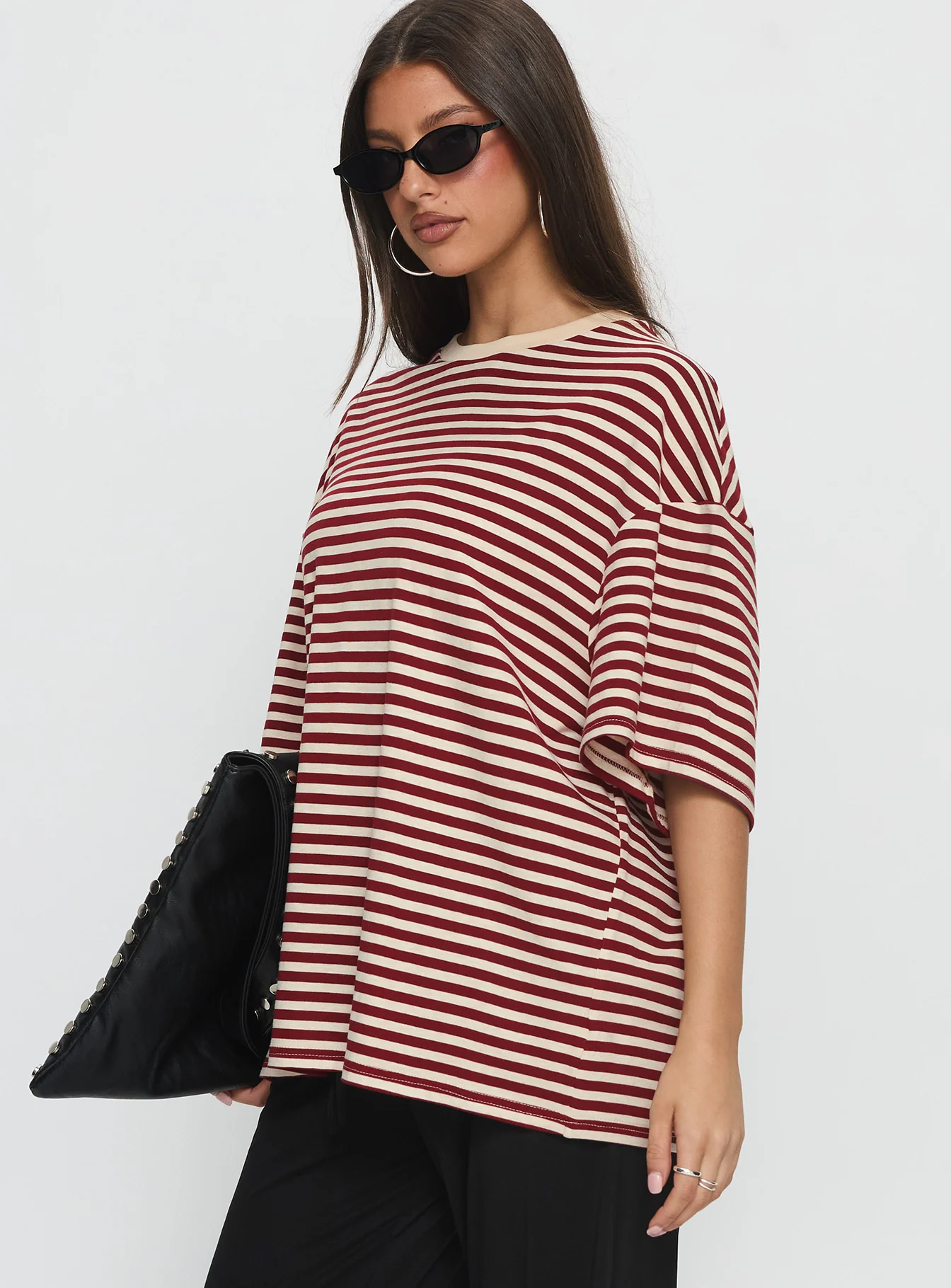 Kieryn Oversized Top Red Stripe