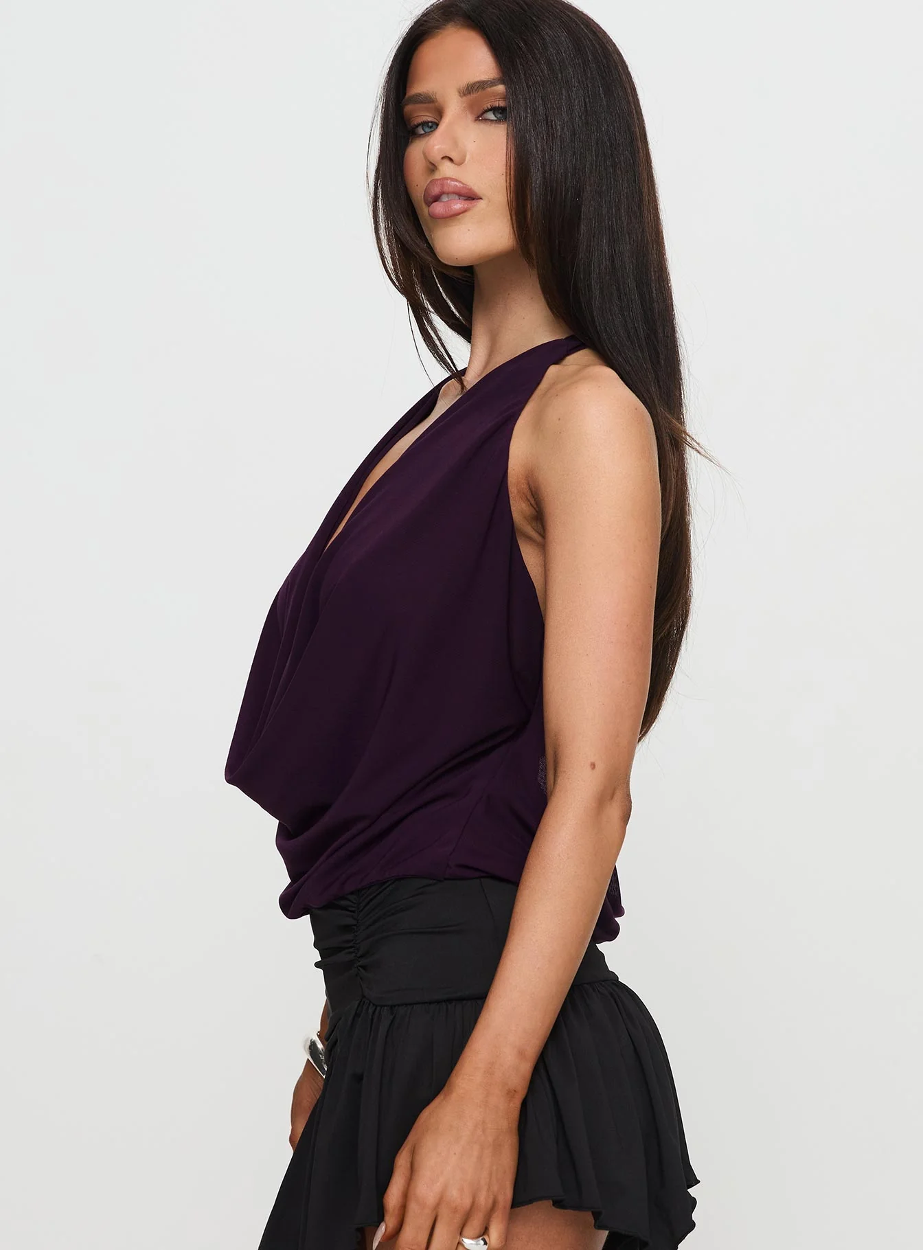 Carefree Days Cowl Neck Top Purple