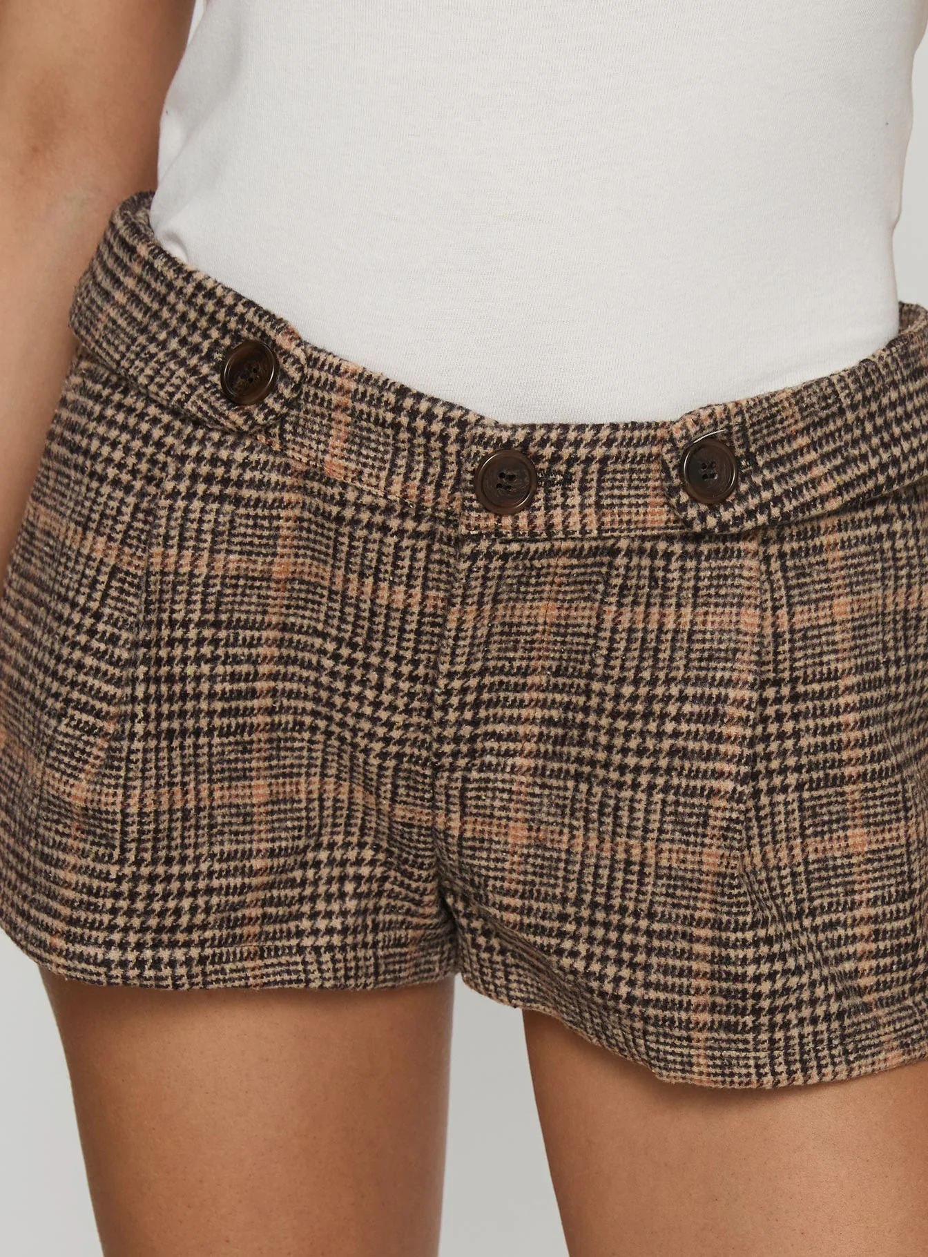 Ayvanna Mini Shorts Brown Check