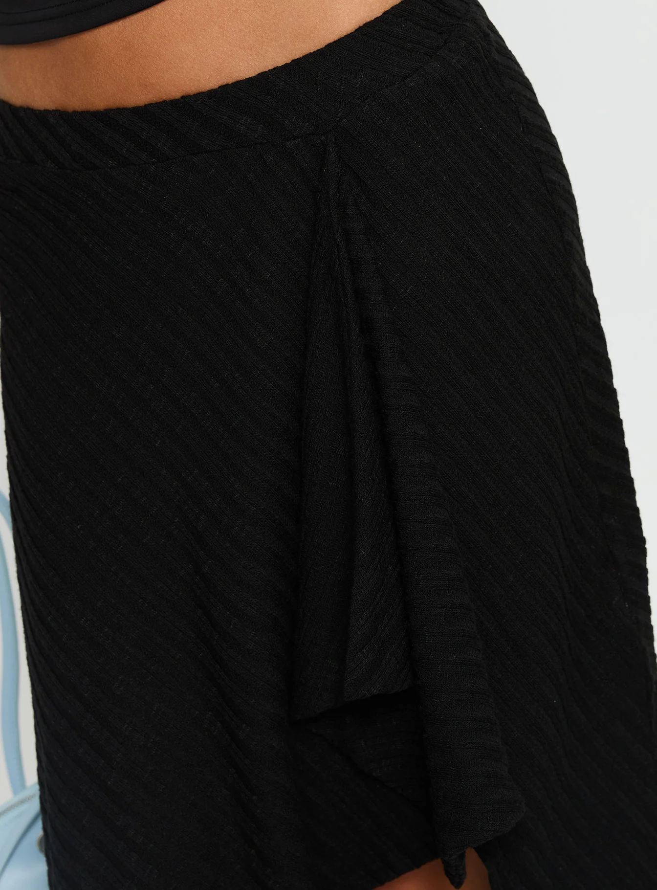 Esmeray Midi Knit Skirt Sheer Black