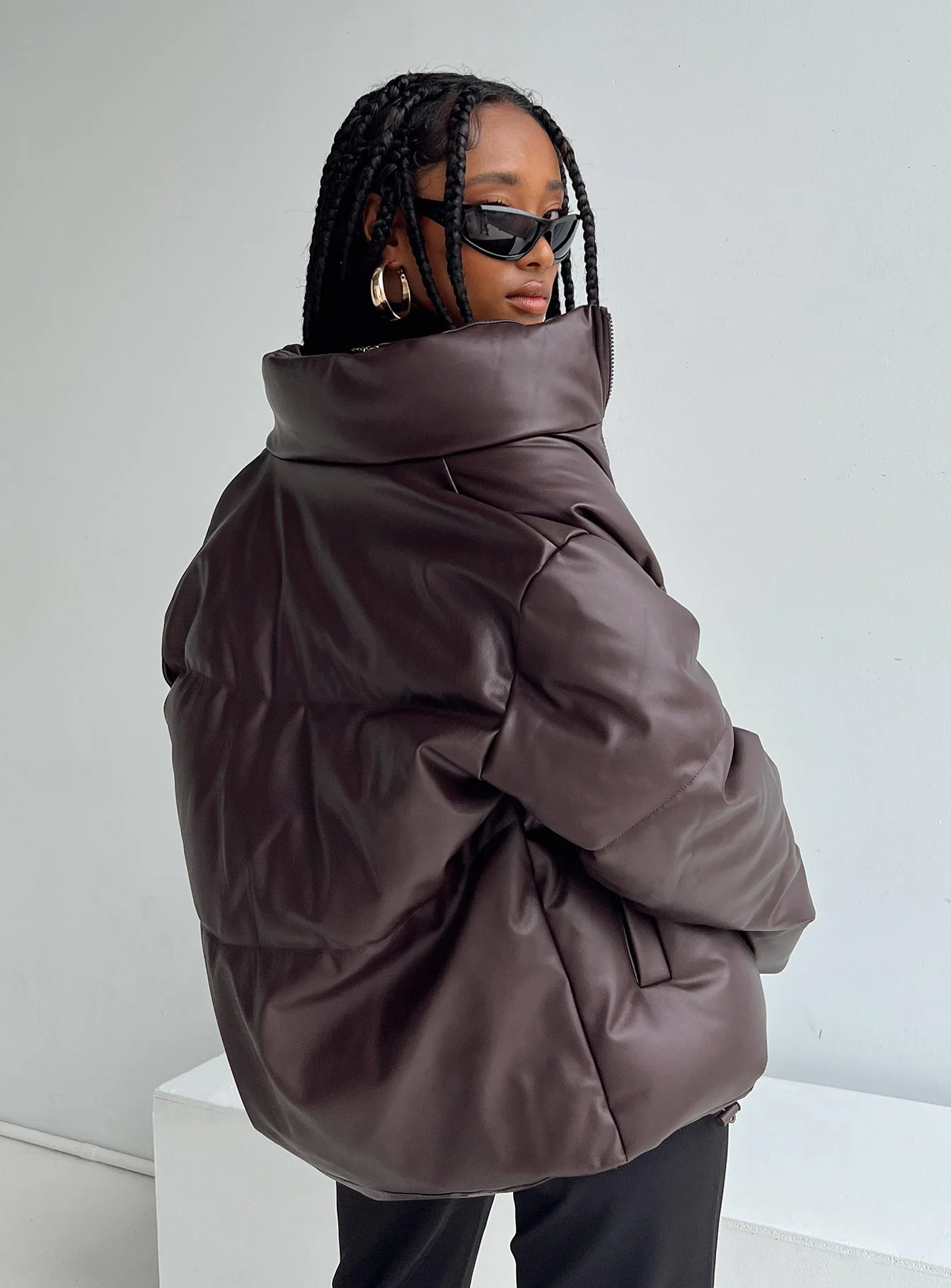 Thyne Quilted Puffer Jacket Brown