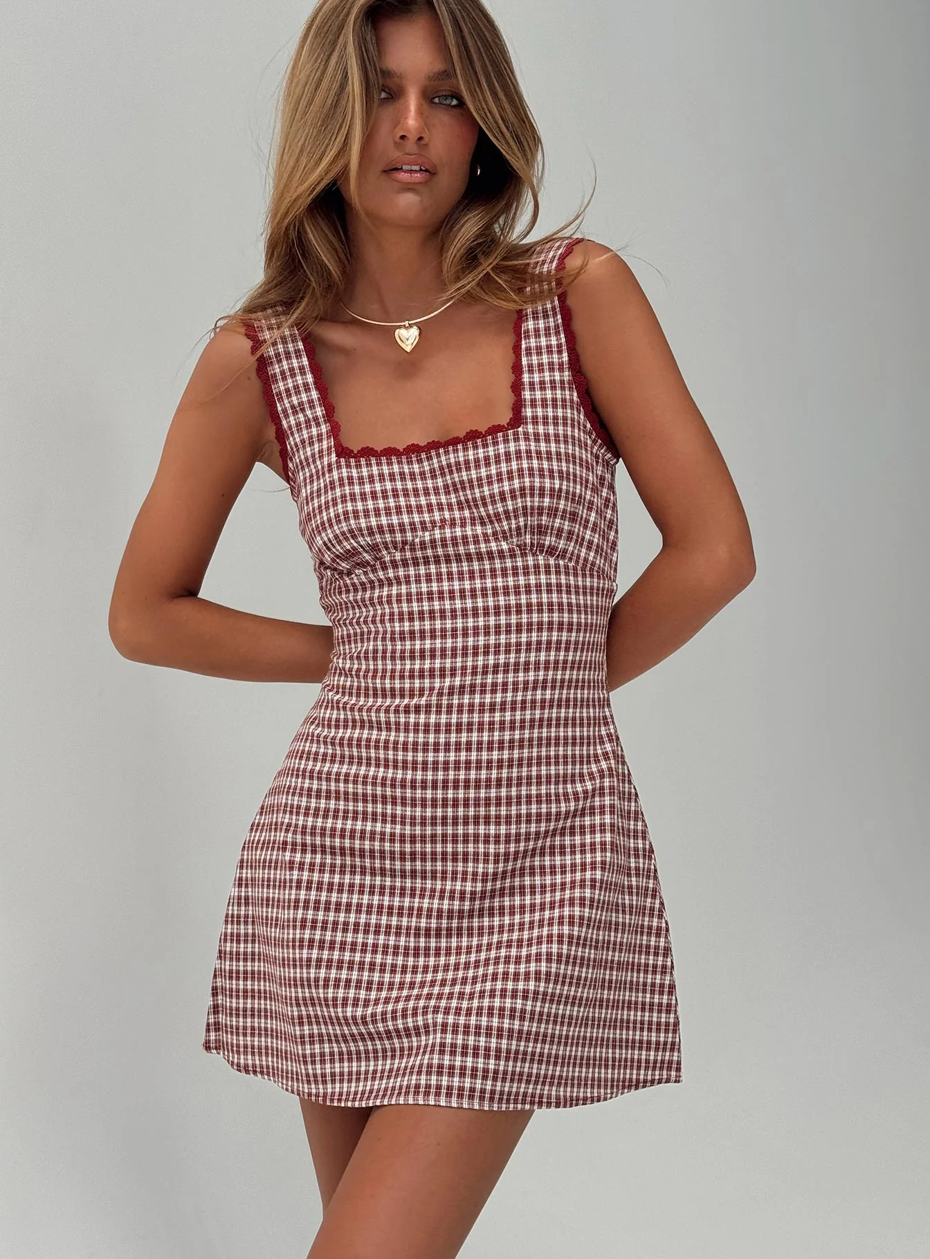 Dasha Mini Dress Red Check Petite