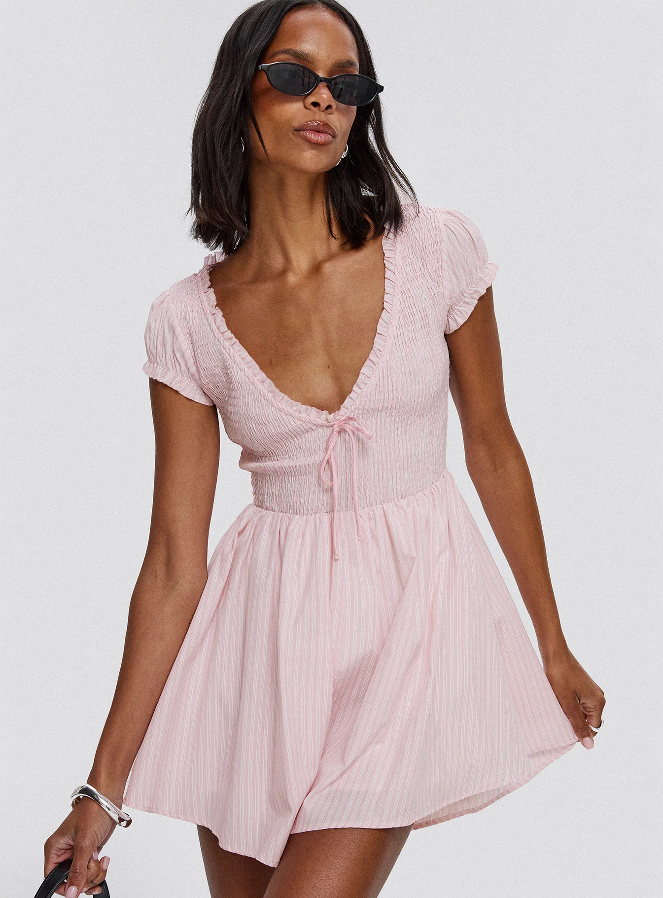 Wescott Stripe Playsuit Pink / White