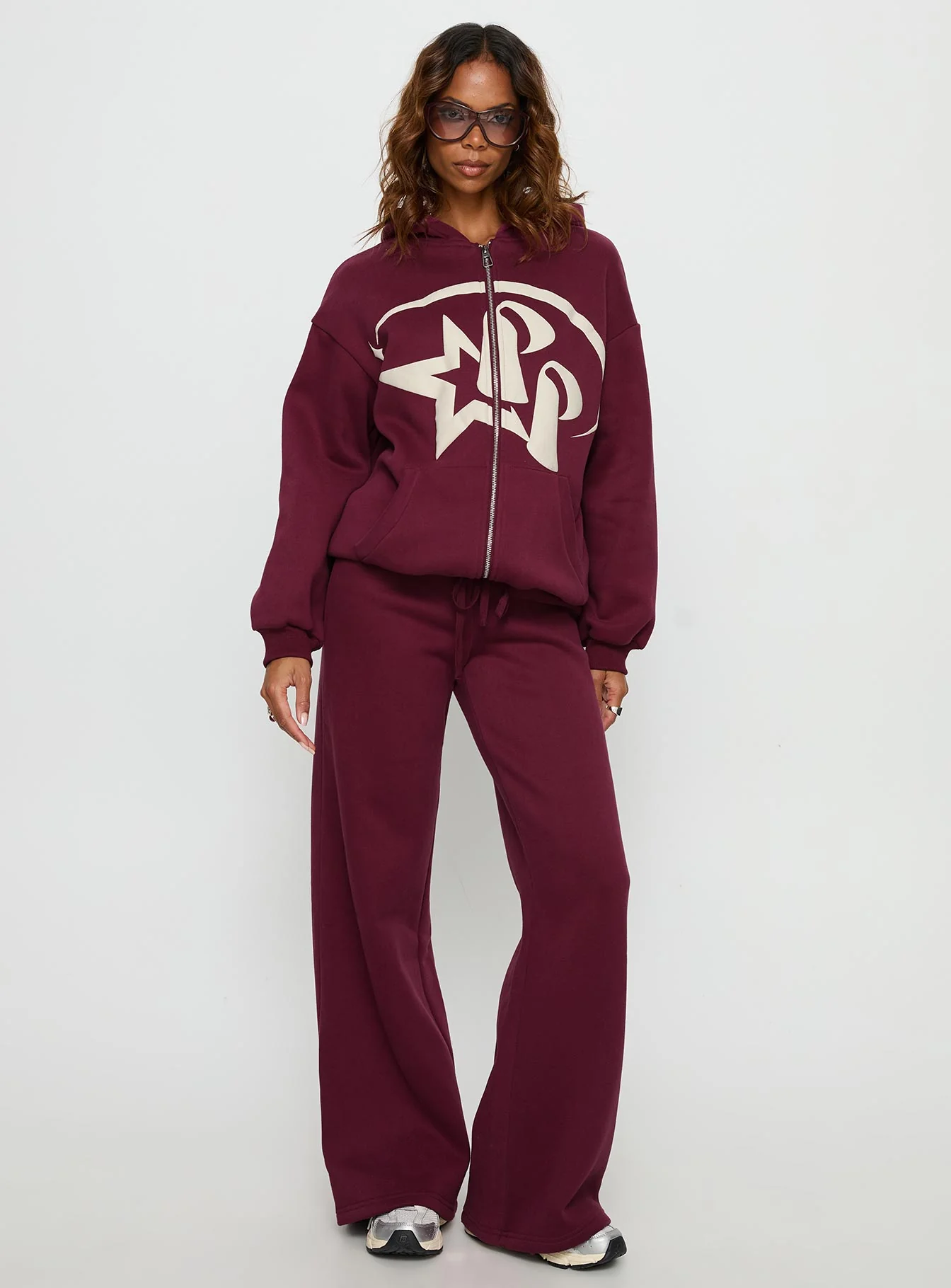 Princess Polly Stargirl Zip Through Jumper Burgundy