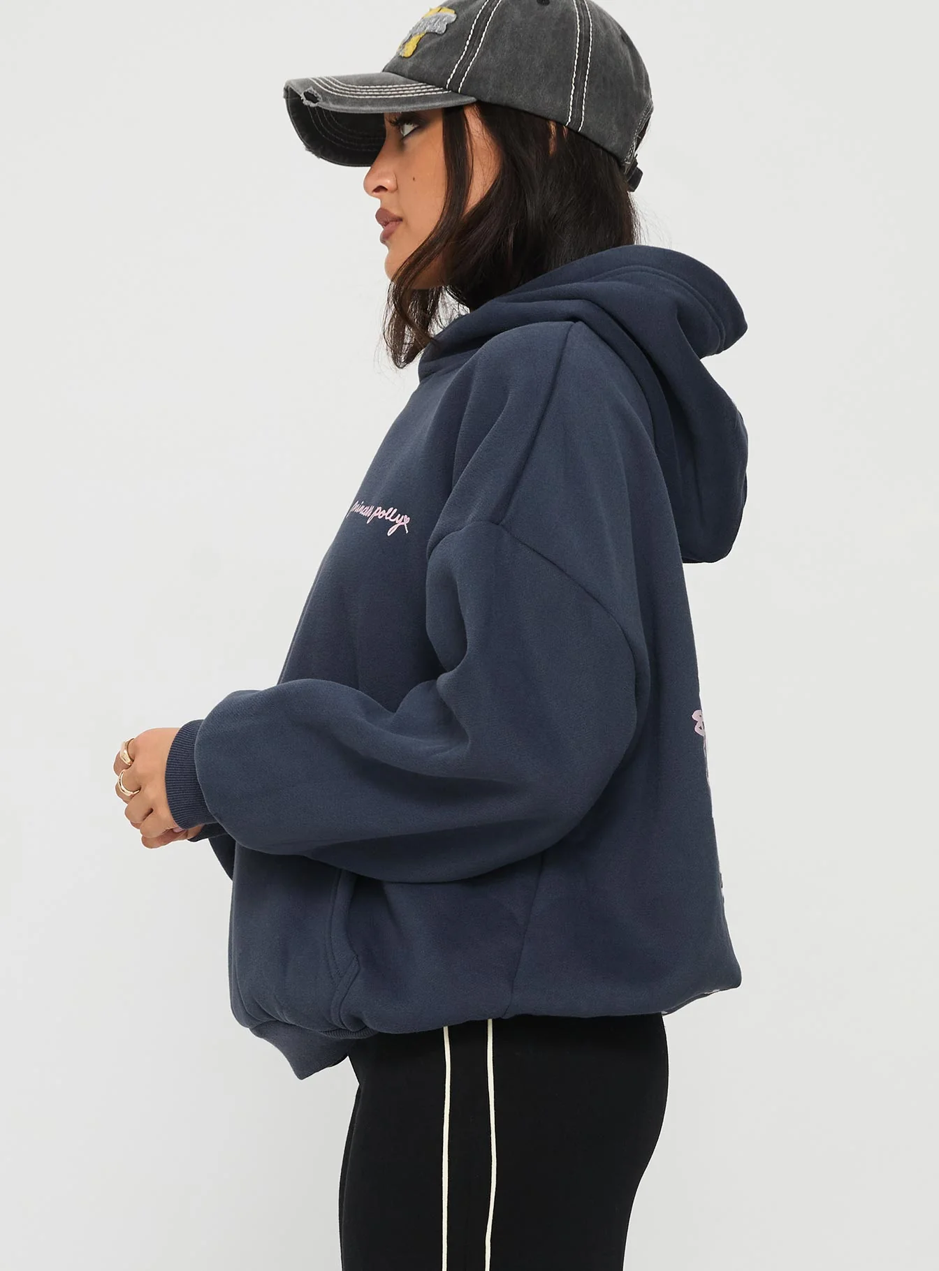 Princess Polly Love Letter Graphic Hoodie Slate Grey