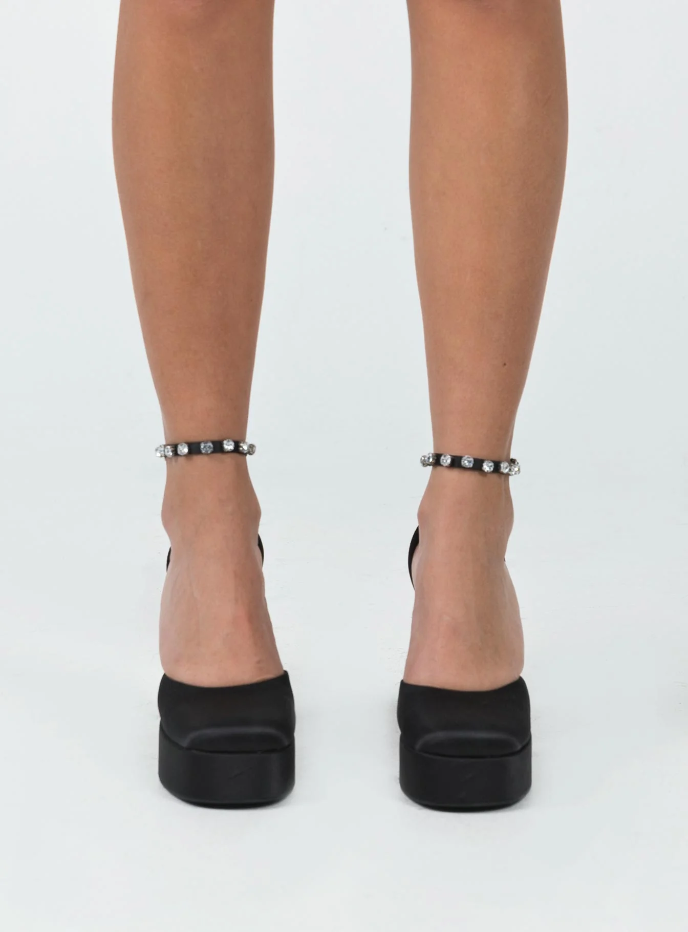 Solis Platform Ankle Strap Heels Black