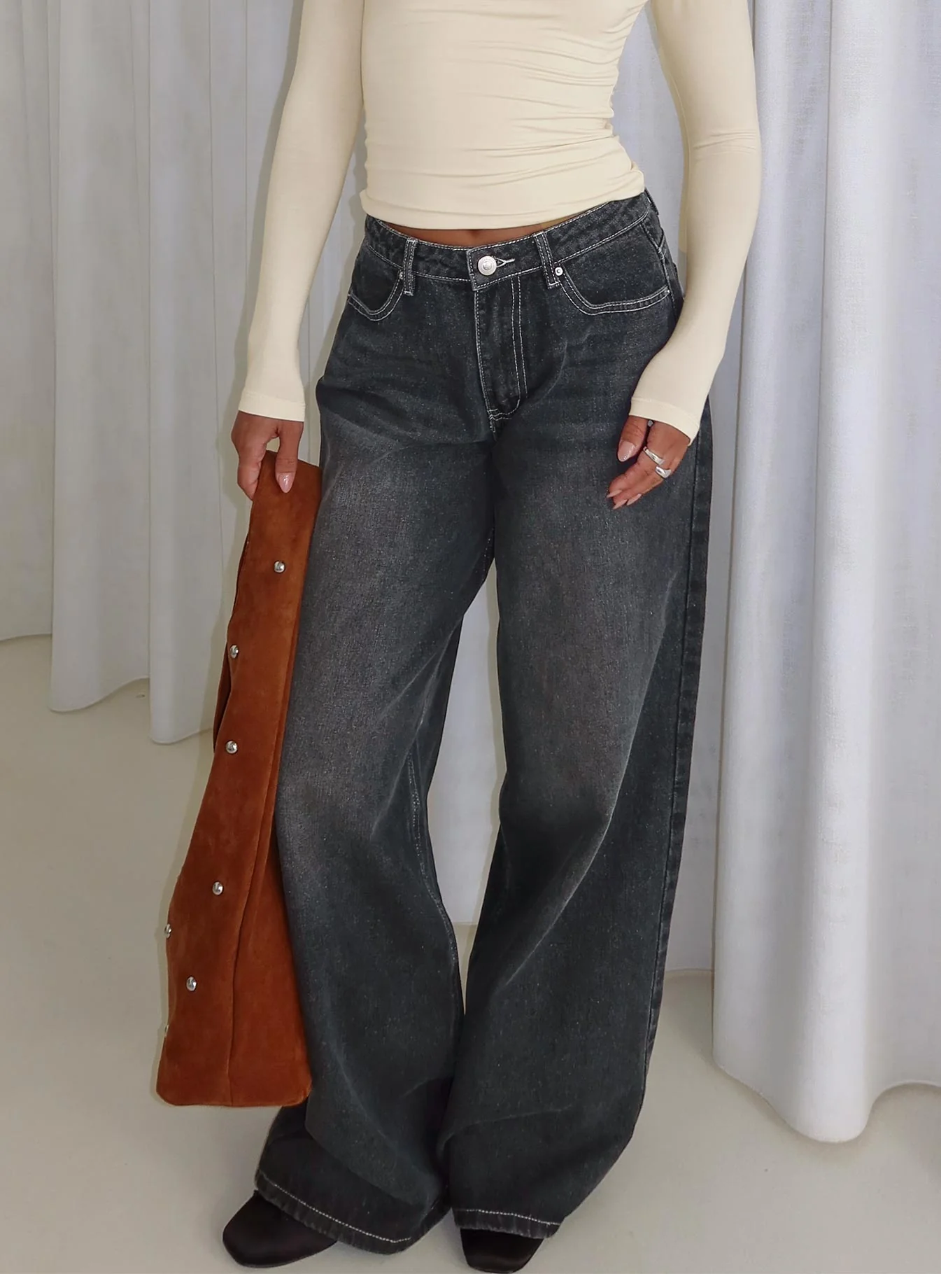 Naylor Wide Leg Jeans Grey Wash