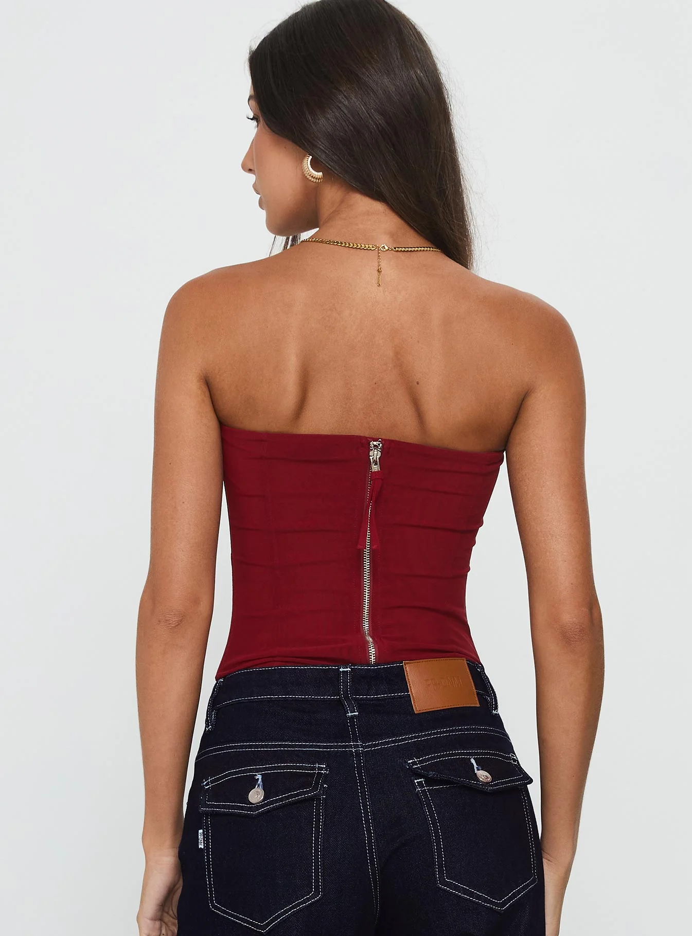 Oscuro Longline Mesh Corset Top Berry