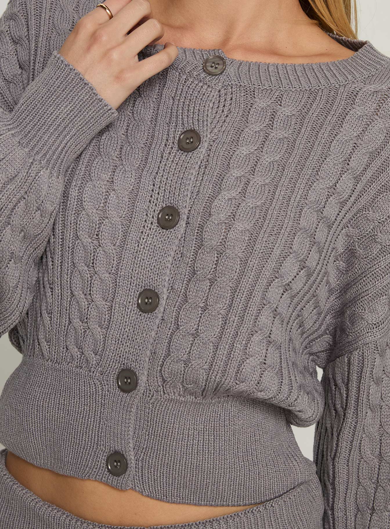 Baleigh Cable Knit Cardigan Grey
