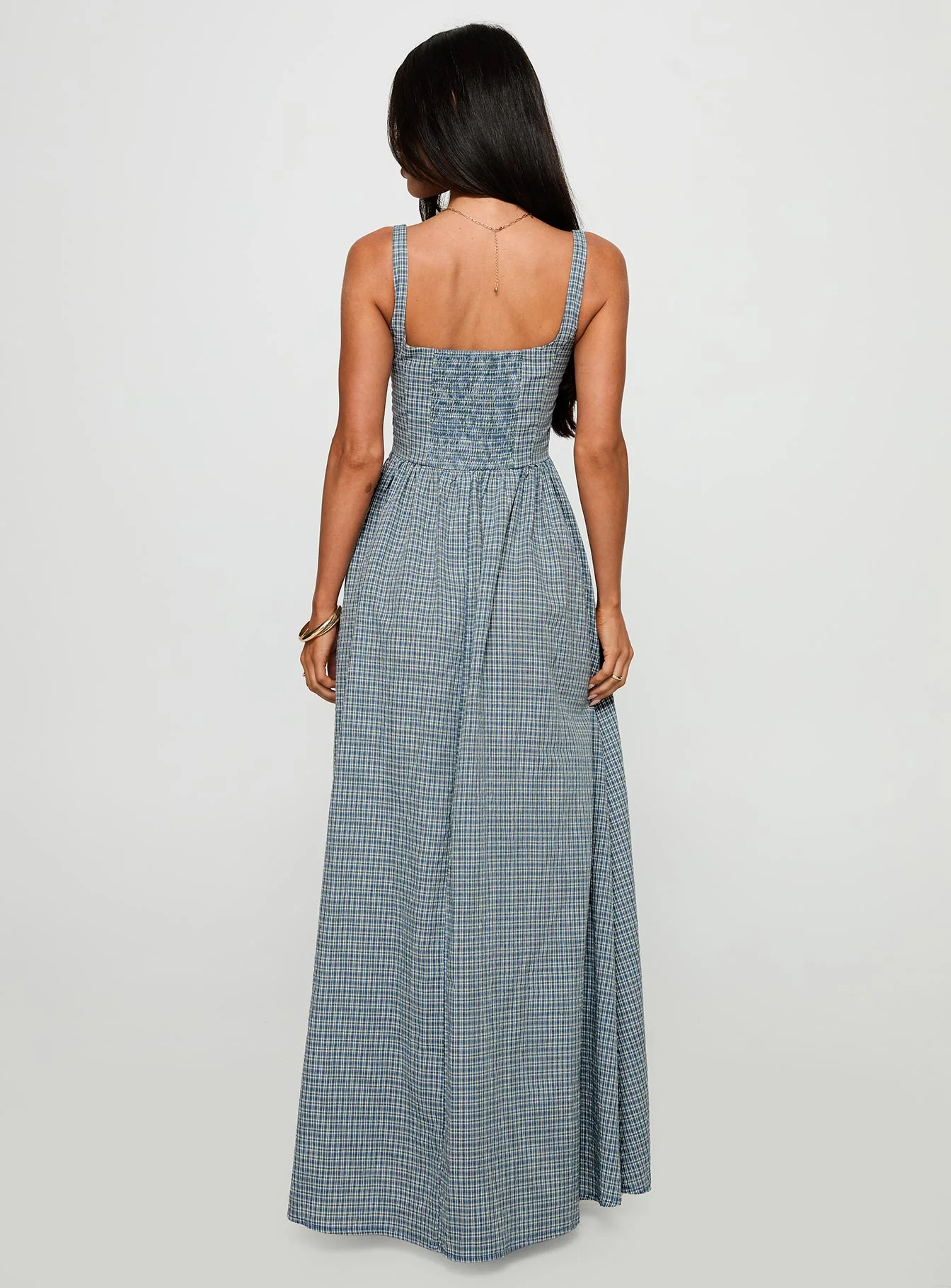 Cartmel Check Maxi Dress Navy
