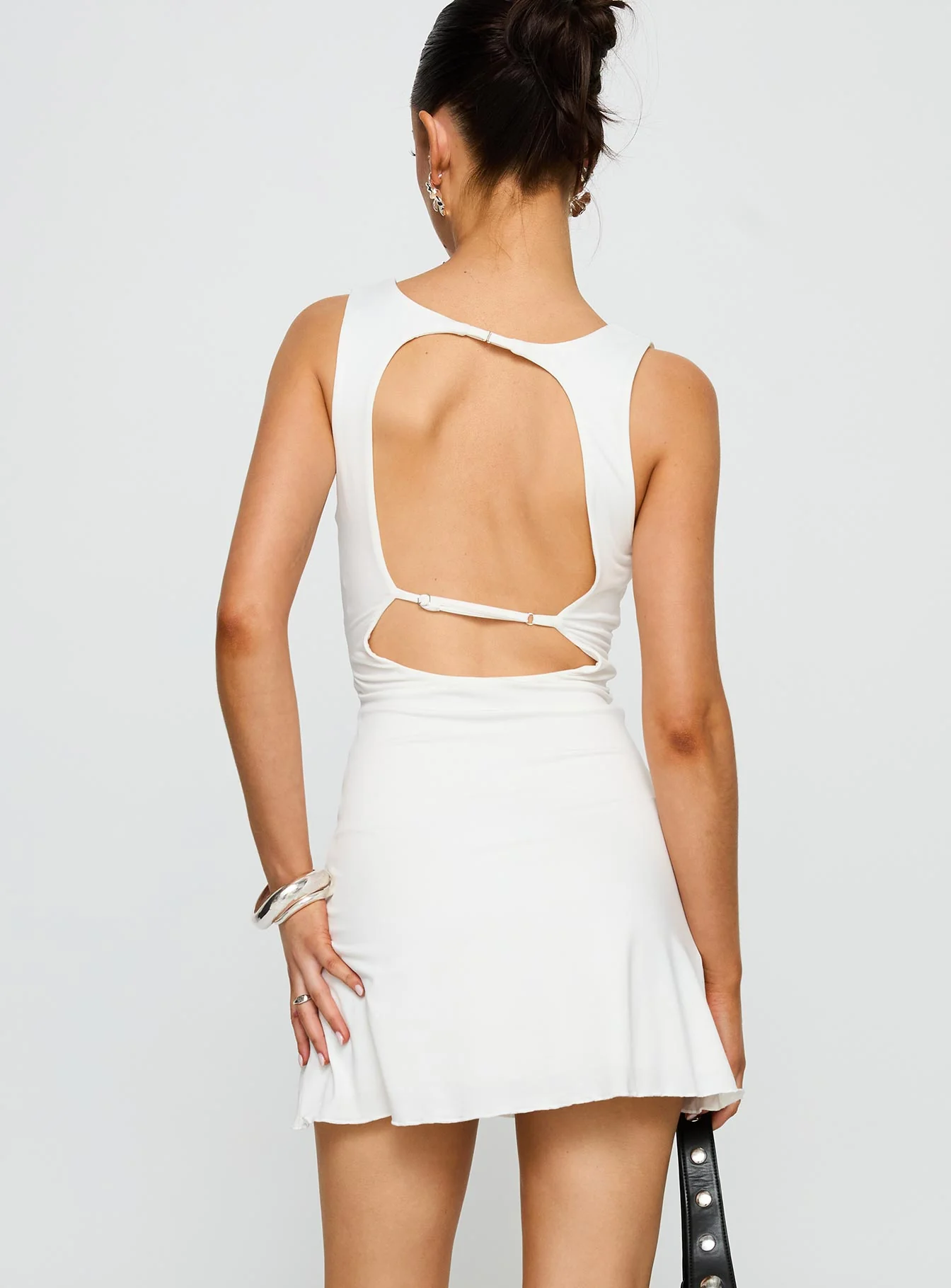 Frederica Plunge Mini Dress White
