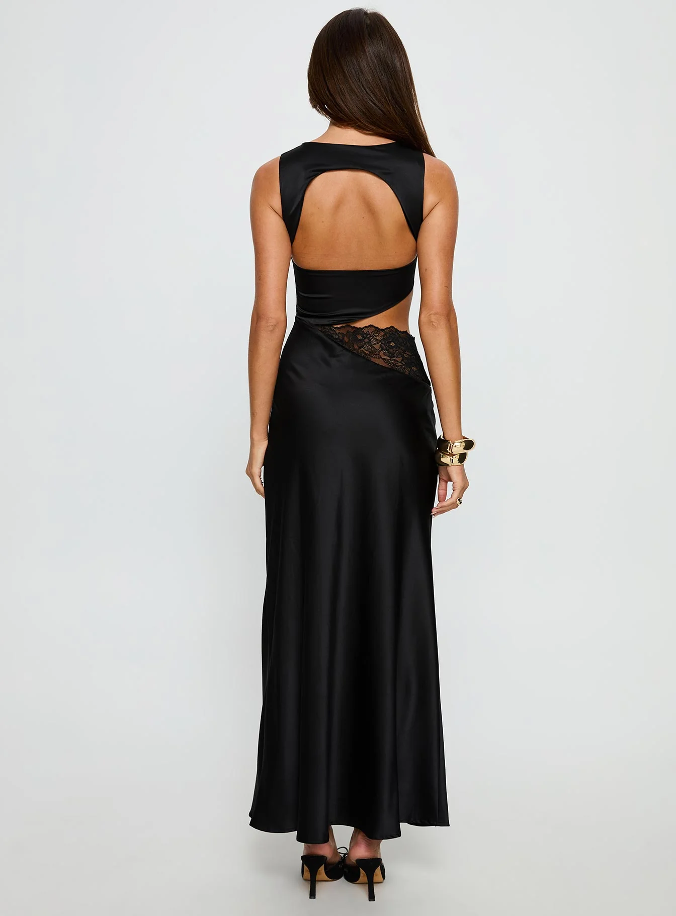 Lareina Cut Out Lace Maxi Dress Black