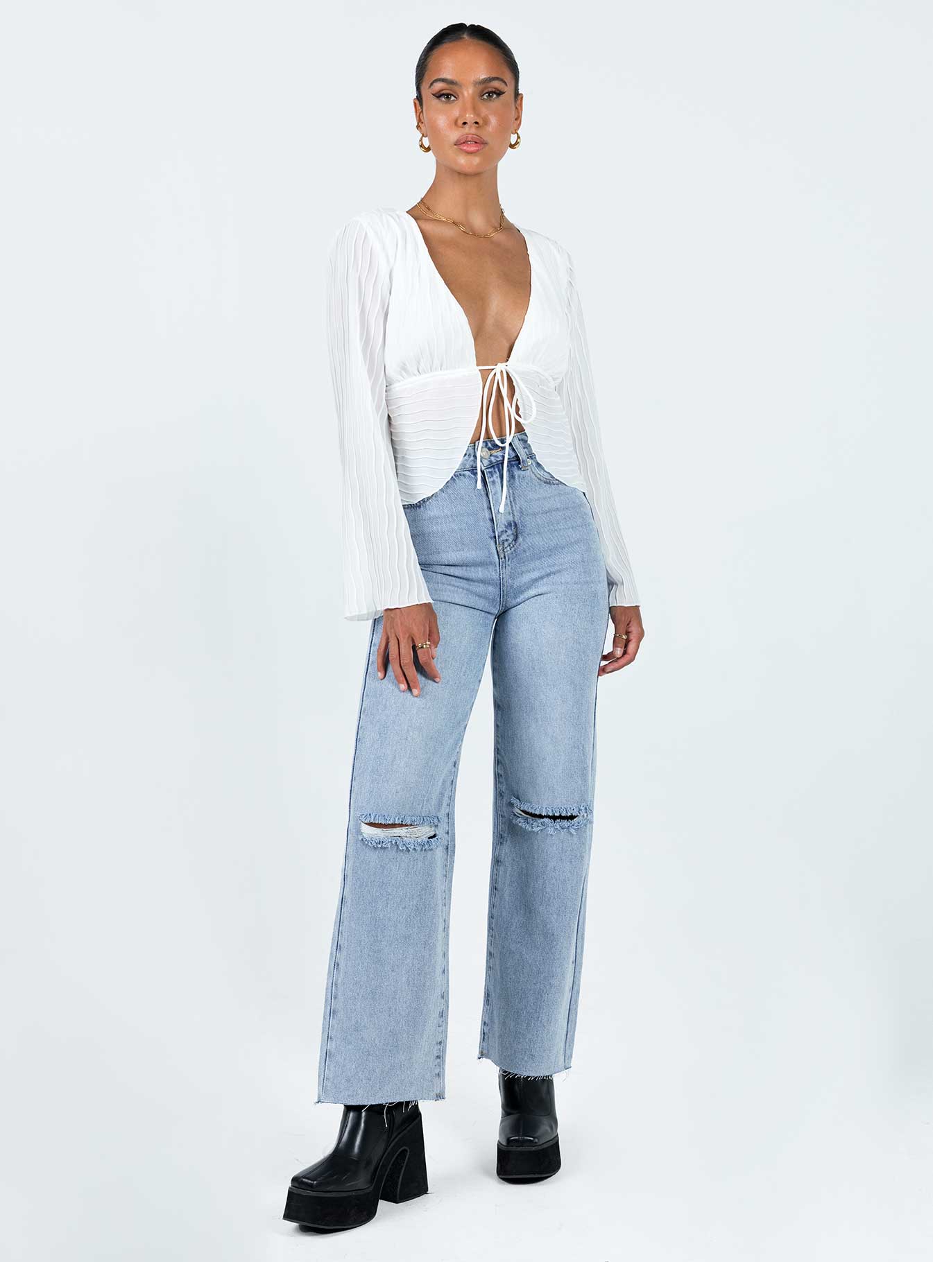 Floryce Long Sleeve Top White