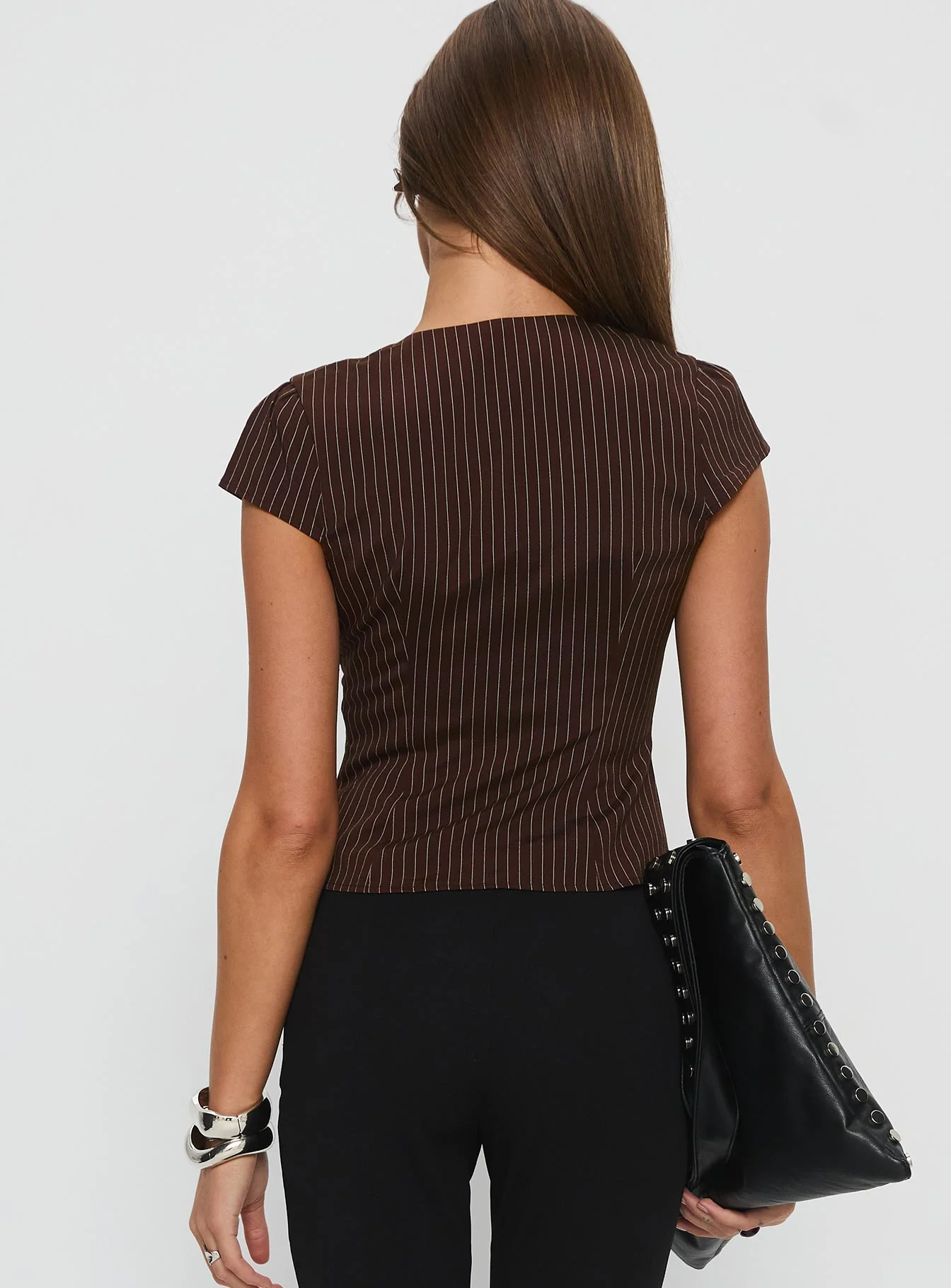 In A Vault Zip Through Top Brown Stripe