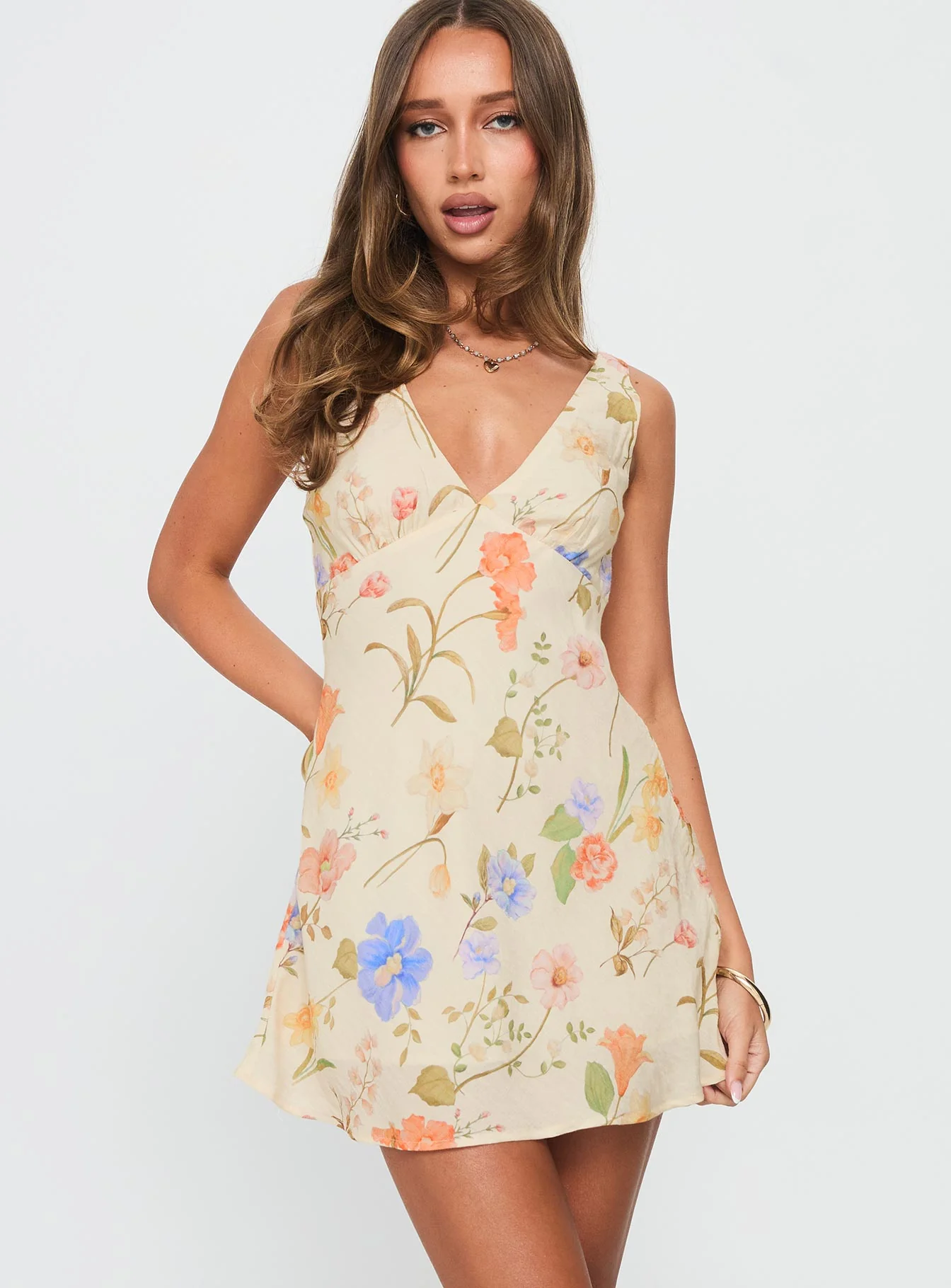 Pennie Bias Mini Dress Cream / Floral