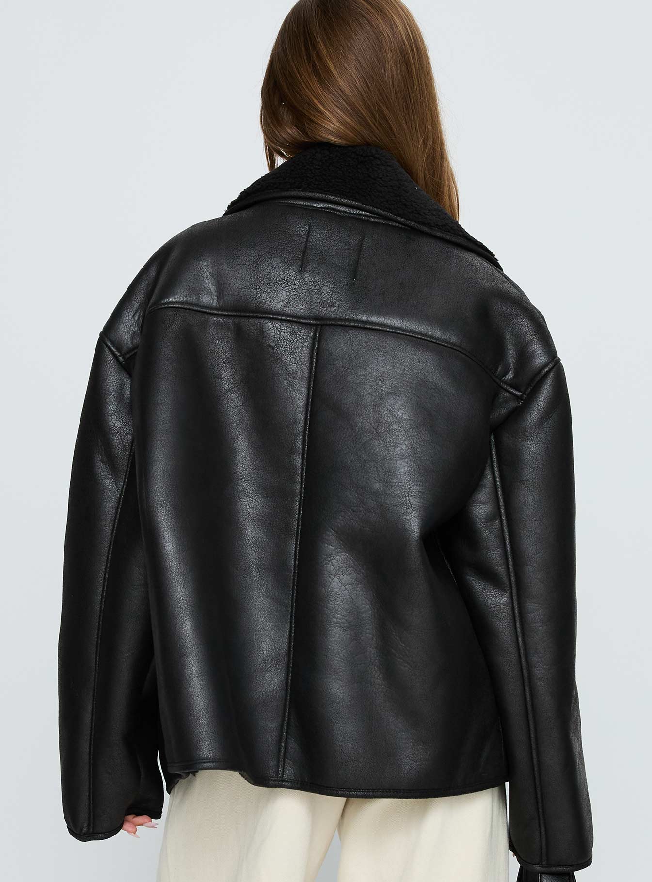 Nunez Faux Leather Jacket Black