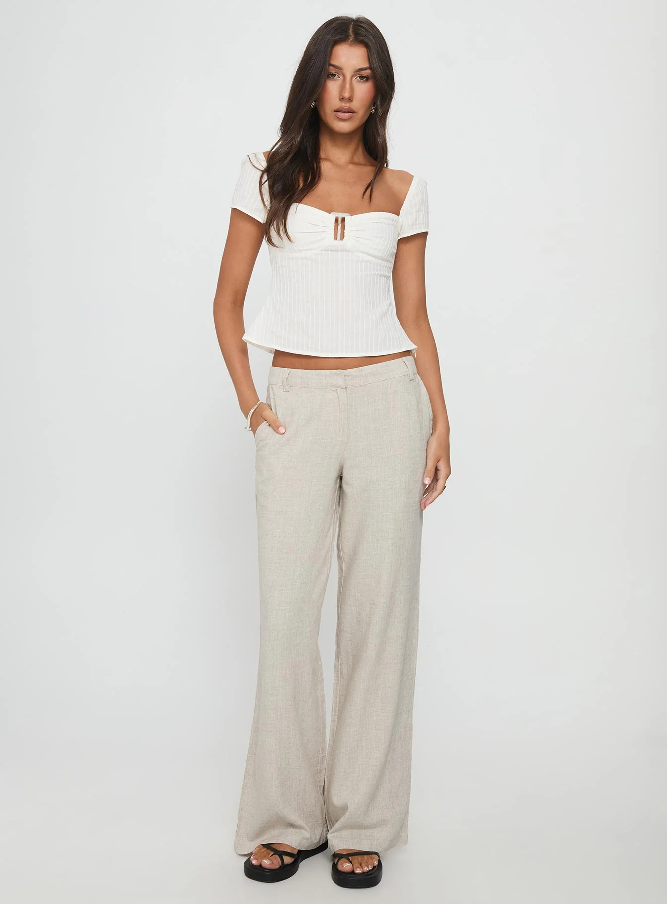Syrena Tailored Wide Leg Pant Natural