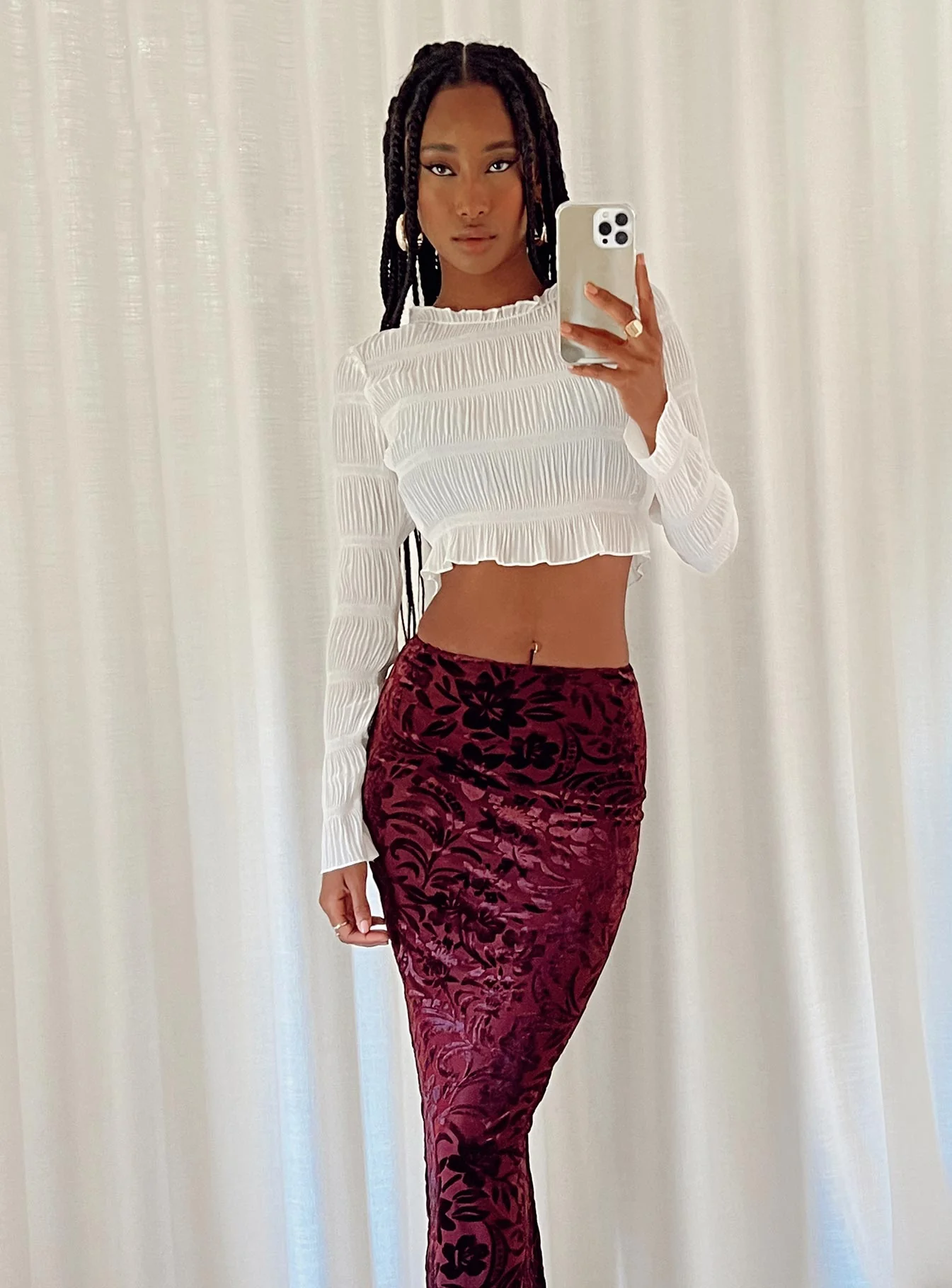 Wallach Long Sleeve Top White