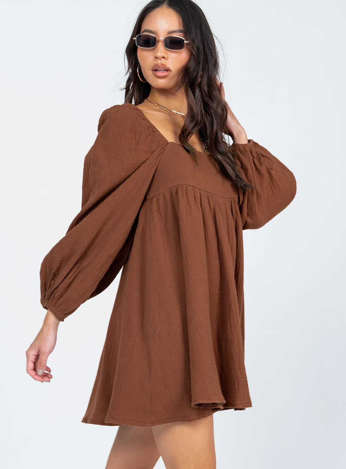 Lorna Long Sleeve Mini Dress Brown