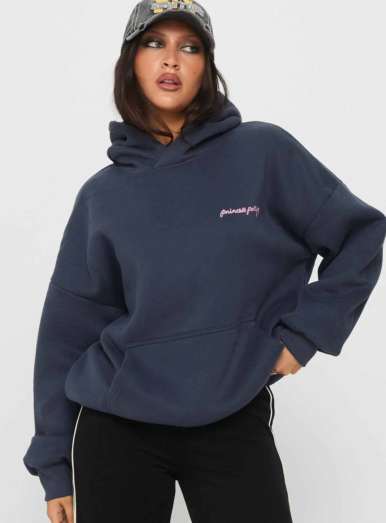 Princess Polly Love Letter Graphic Hoodie Slate Grey