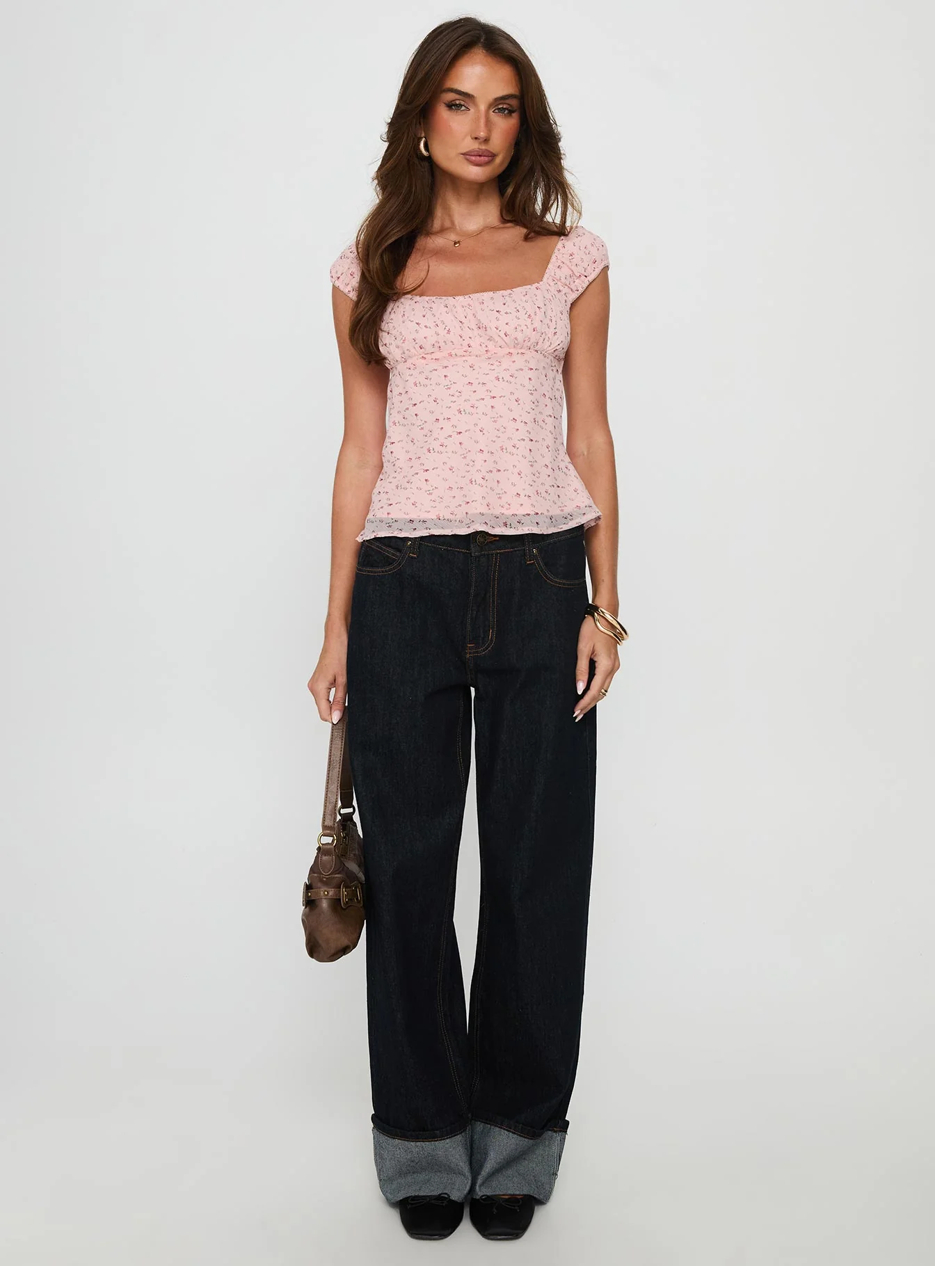 Crush It Cap Sleeve Babydoll Top Pink Floral