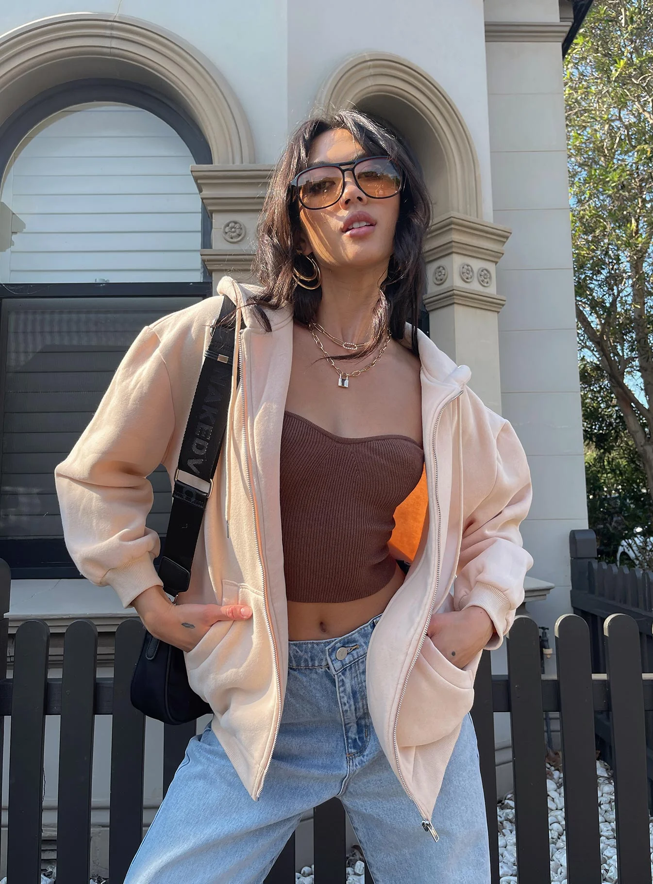 Florida  Zip Up Sweatshirt Cream