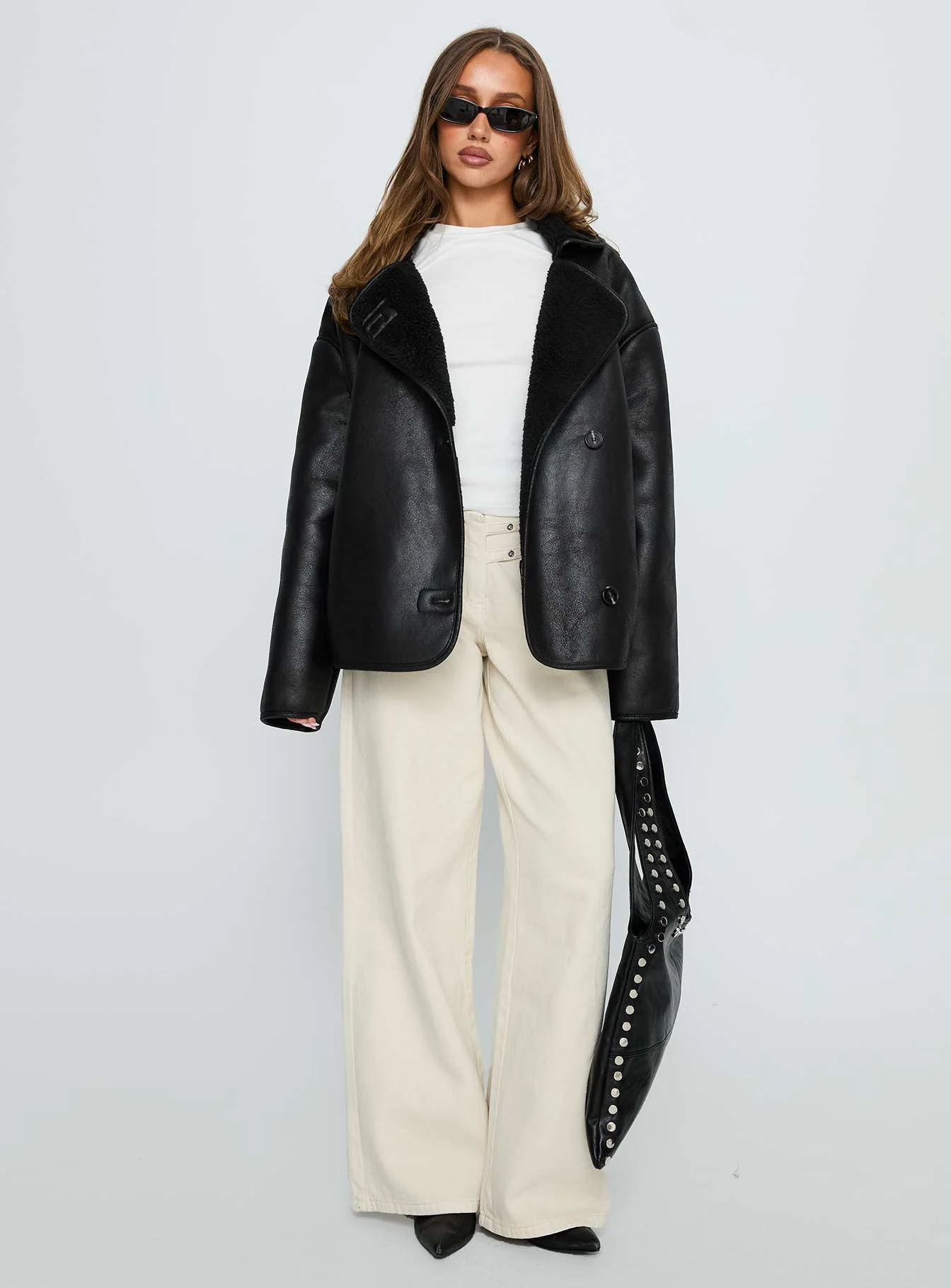 Nunez Faux Leather Jacket Black