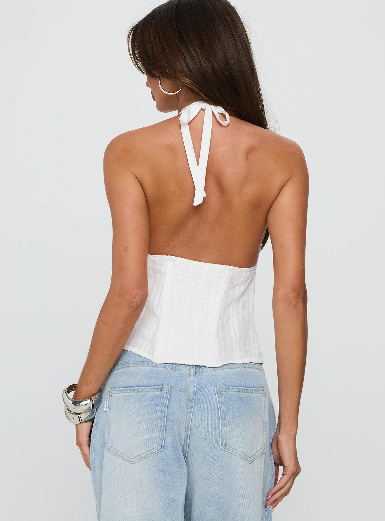 Call You Up Keyhole Backless Top White