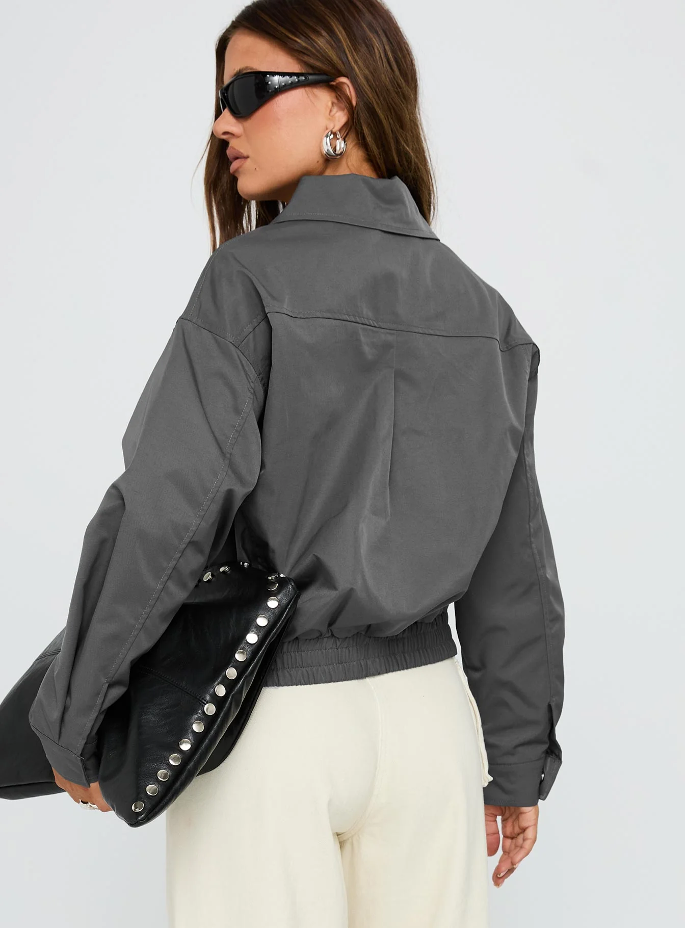 Call You Up Bomber Jacket Charcoal