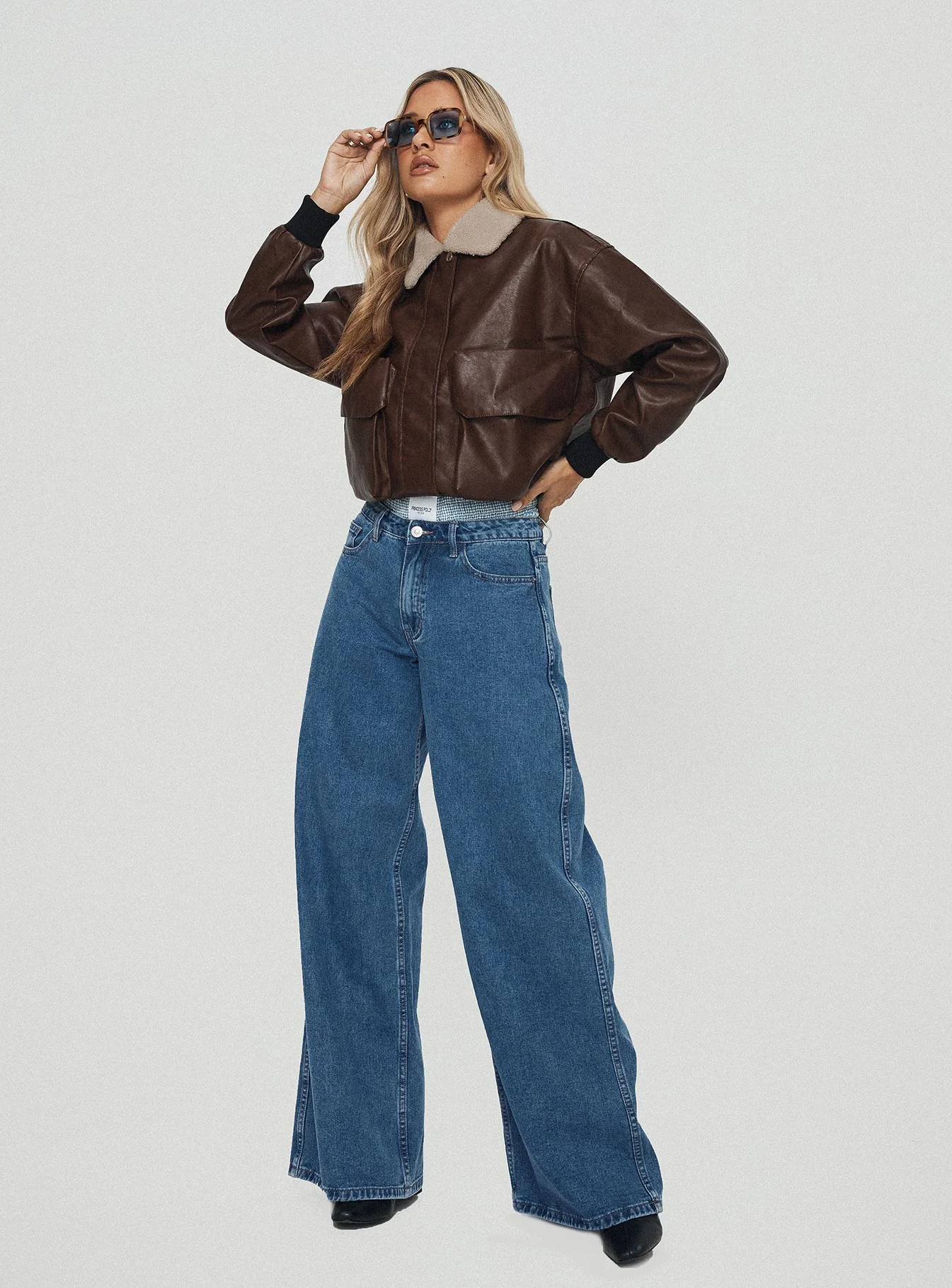 Ramos Low Rise Wide Leg Jeans Mid Blue Wash