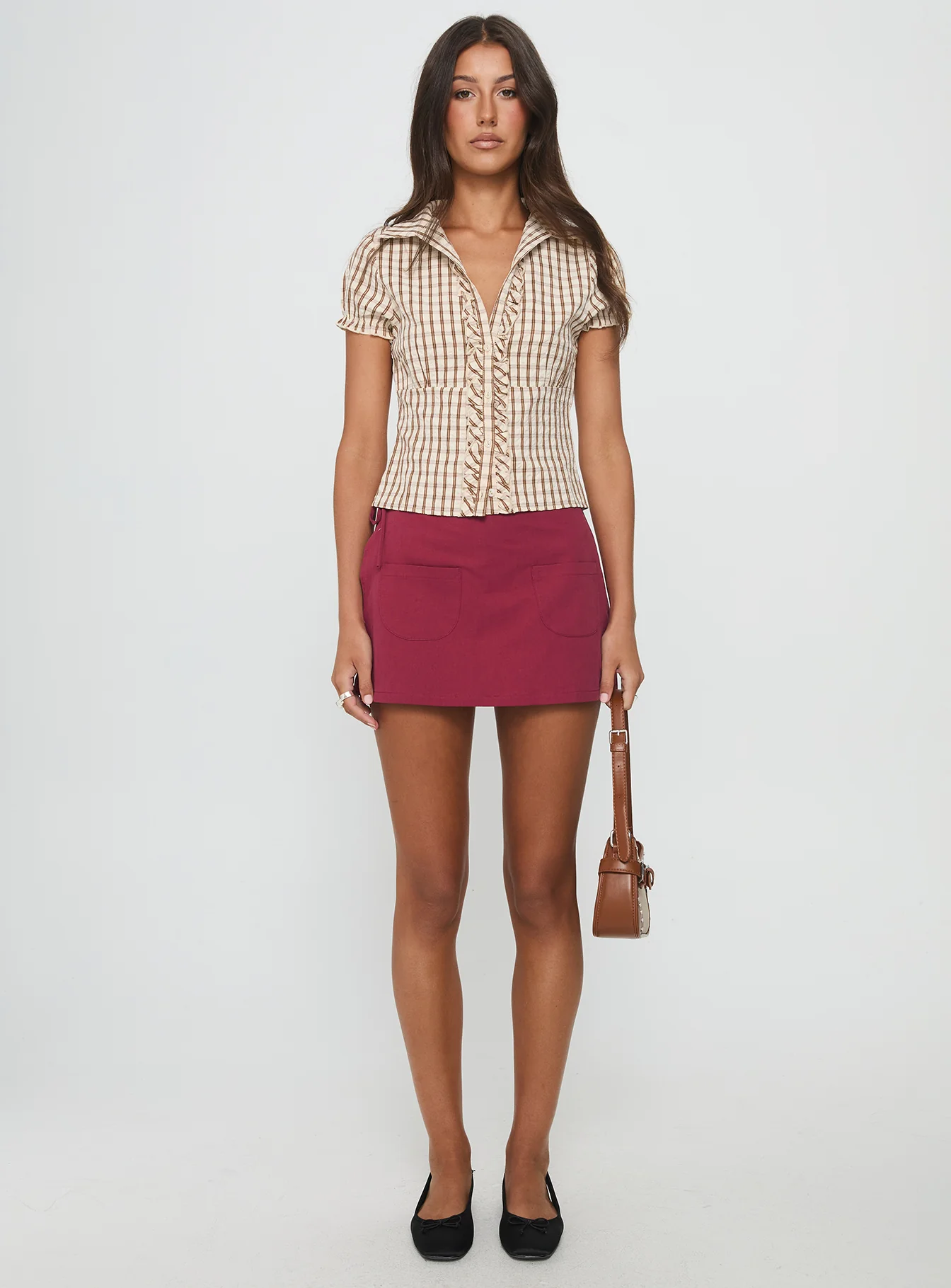 Arla Blouse Brown Check