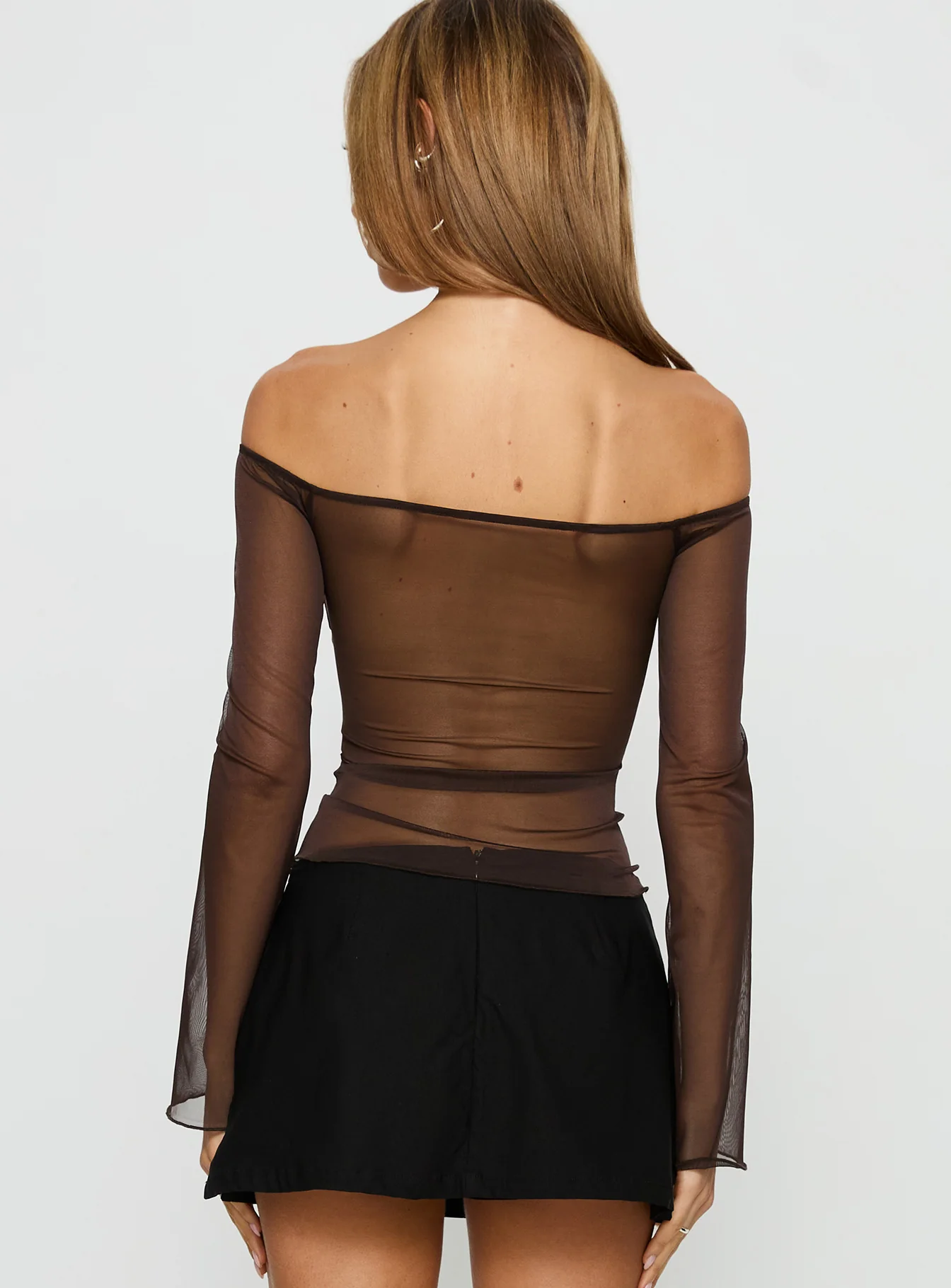 Jahnessa Sheer Long Sleeve Top Chocolate