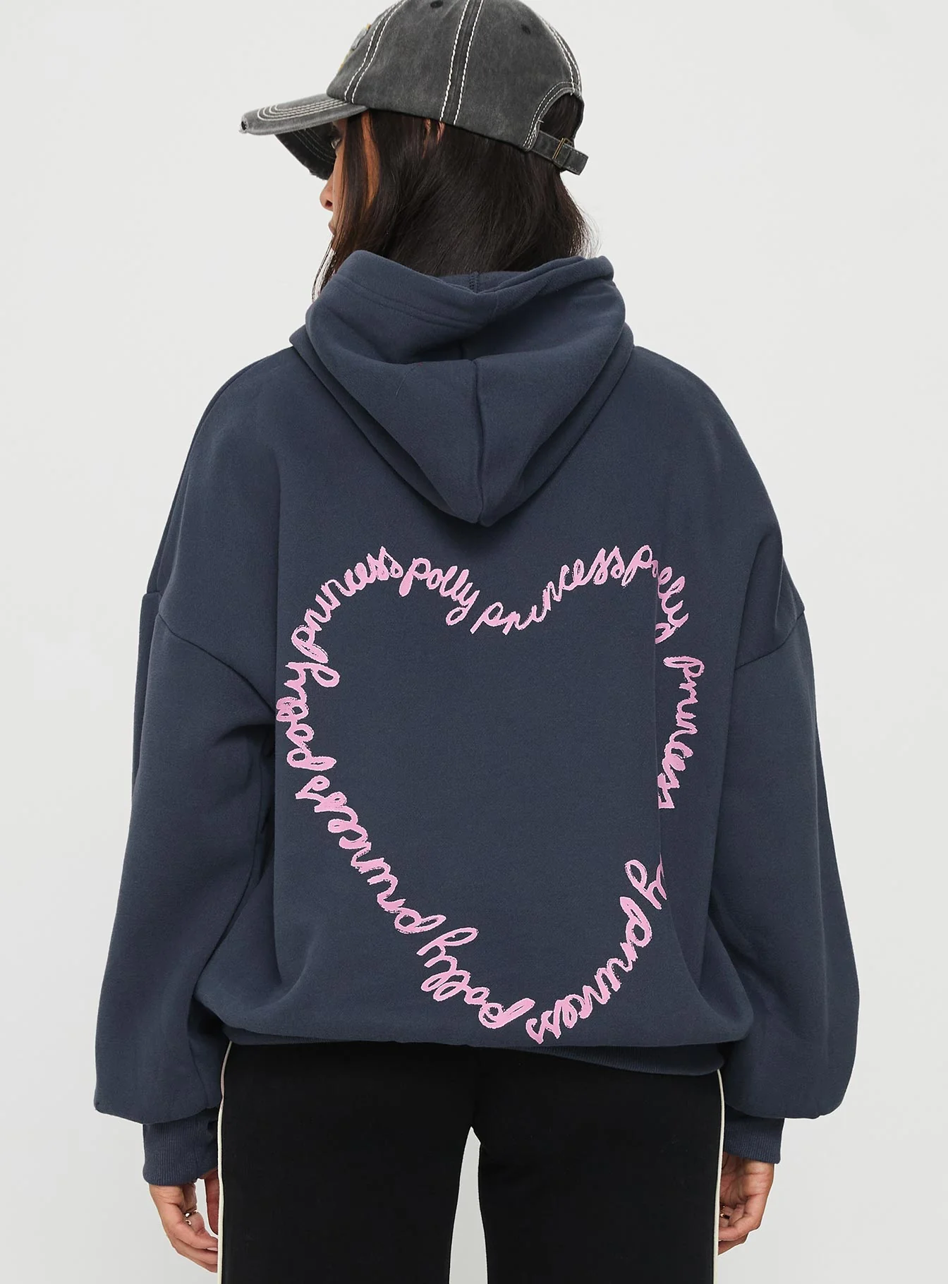 Princess Polly Love Letter Graphic Hoodie Slate Grey