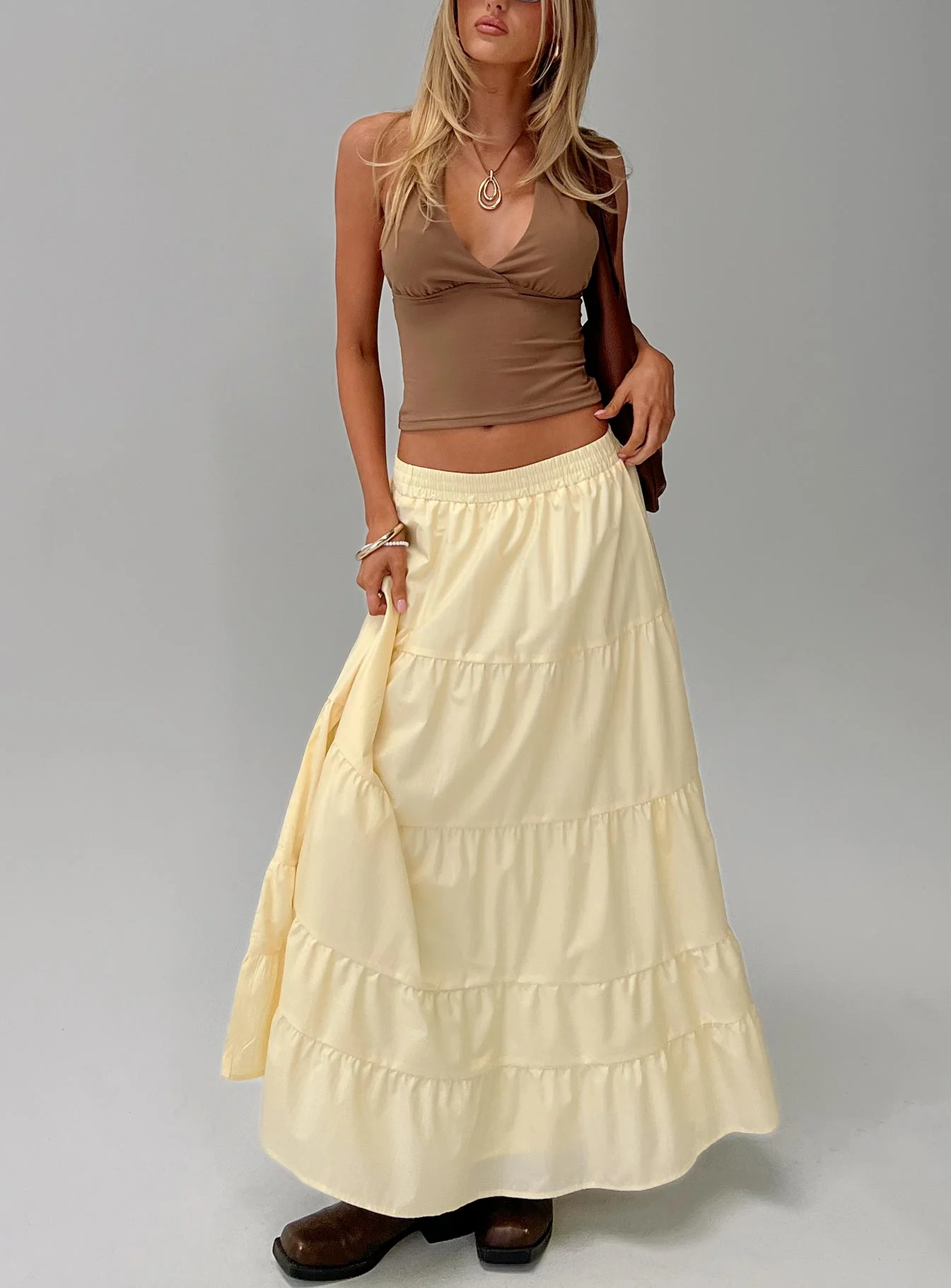 Garden Party Maxi Skirt Lemon