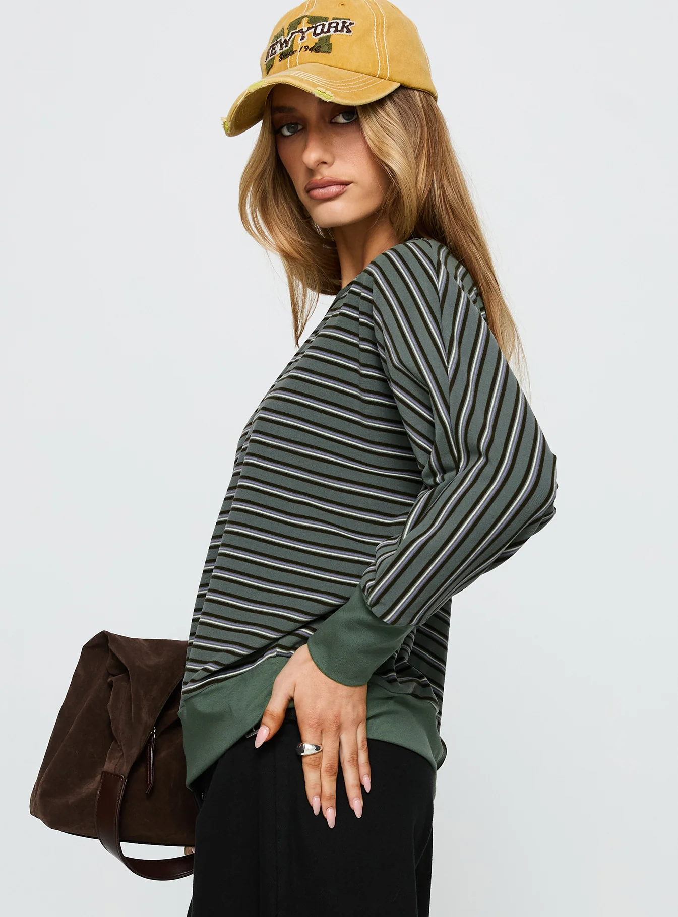 Zaylah Contrast Cuff Jumper Green
