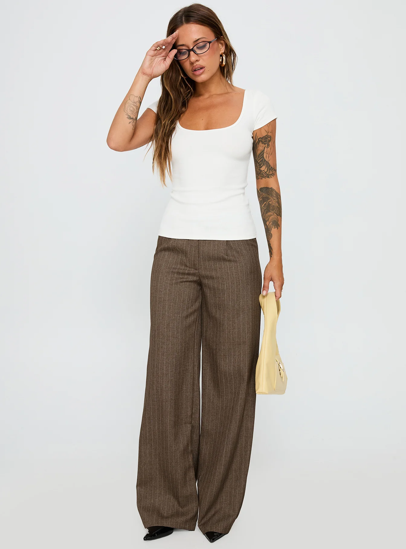 Broadcast Pants Beige Pinstripe
