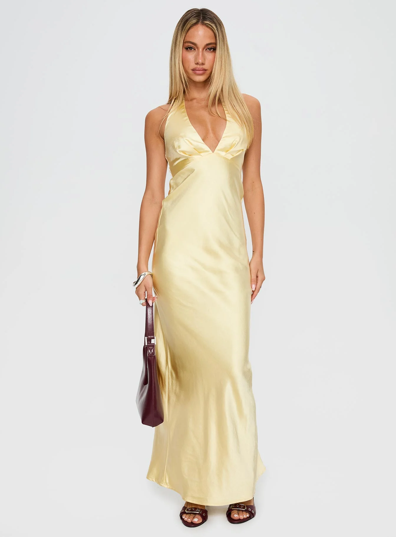 Good For You Halter Maxi Dress Lemon