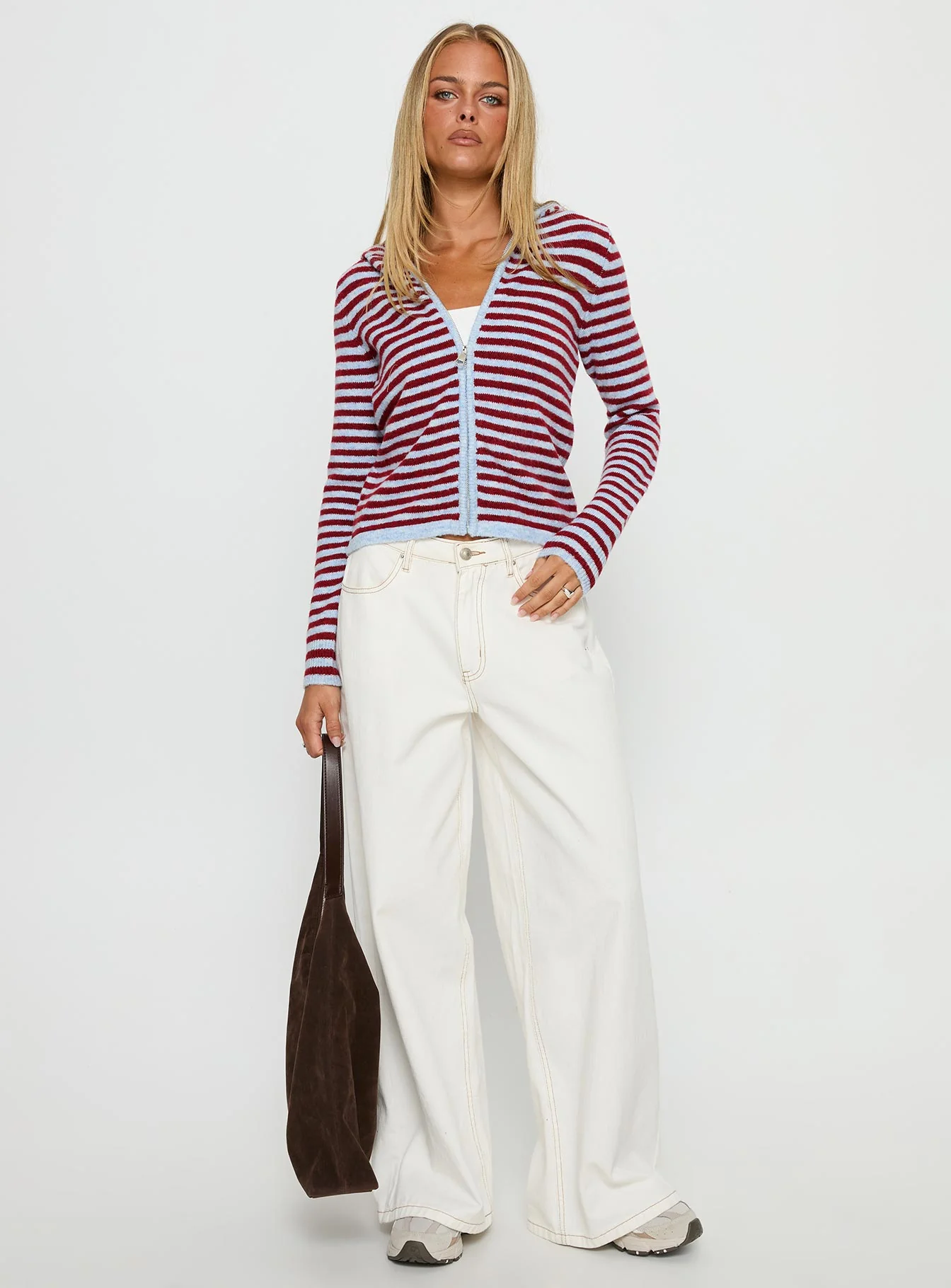 Superstars Zip Through Hoodie Blue / Red Stripe